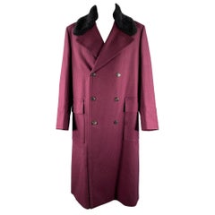 PAUL SMITH Size 42 Burgundy Navy Houndstooth Wool Double Breasted Coat