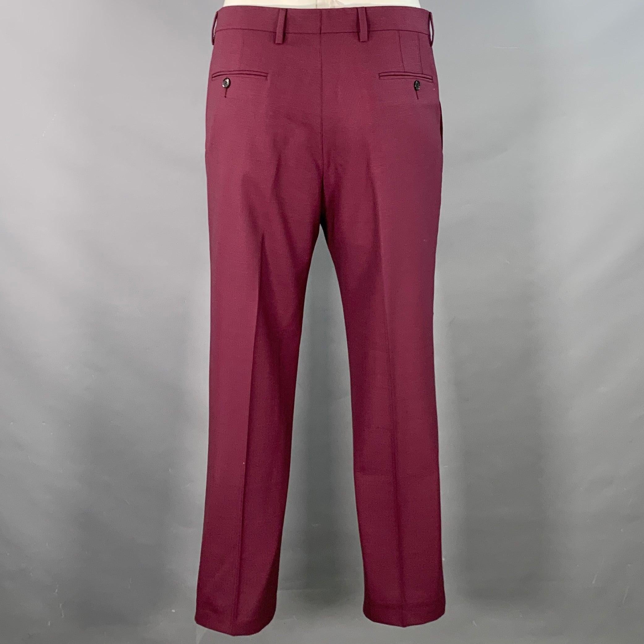 PAUL SMITH Traje con solapa de muesca de lana burdeos Glenplaid talla 42 Byard en venta 1