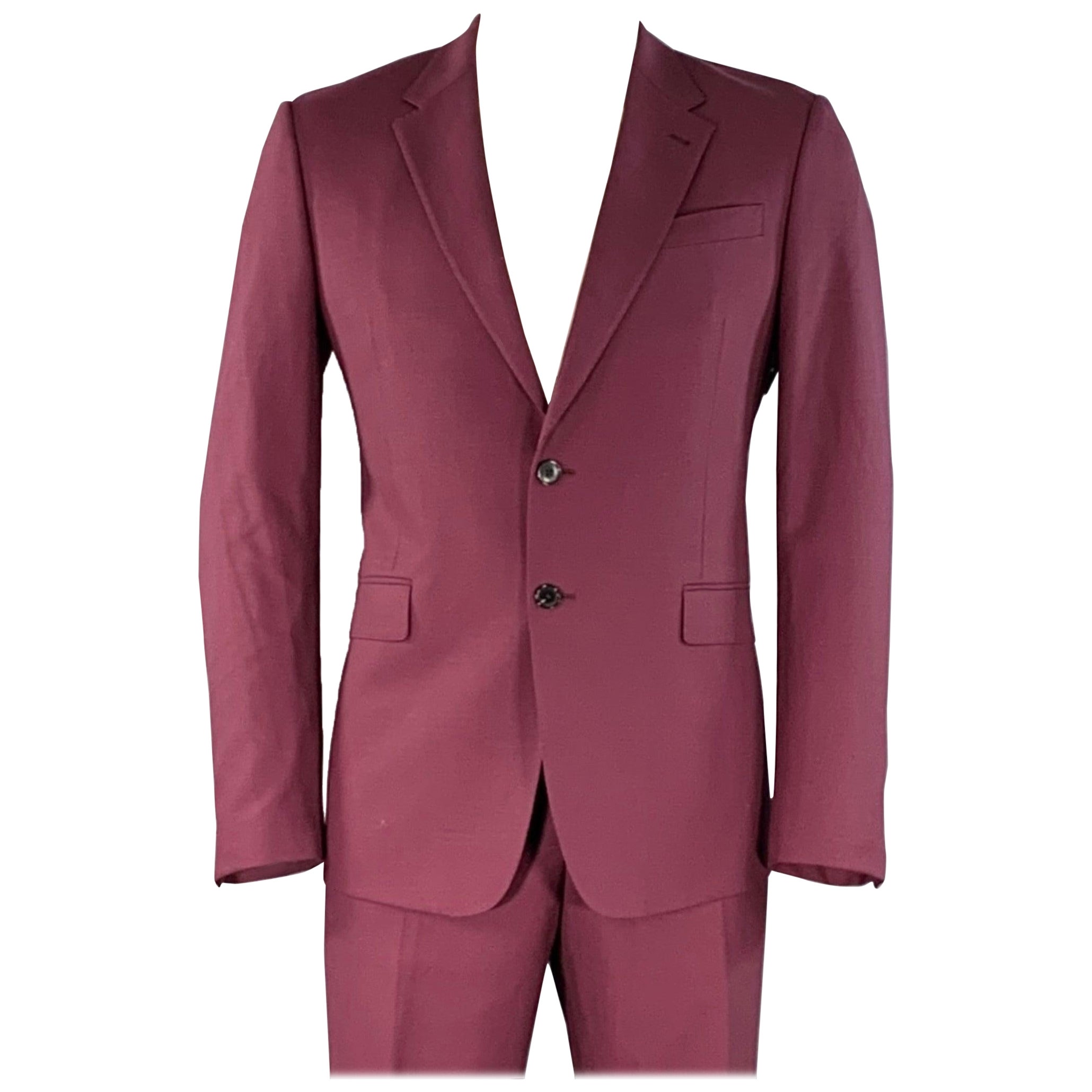 PAUL SMITH Größe 42 Byard Burgund Glenplaid Wolle Notch Revers Anzug