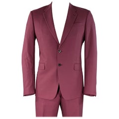 Paul Smith taglia 42 Byard, abito in lana glenplaid borgogna con risvolto a tacche.