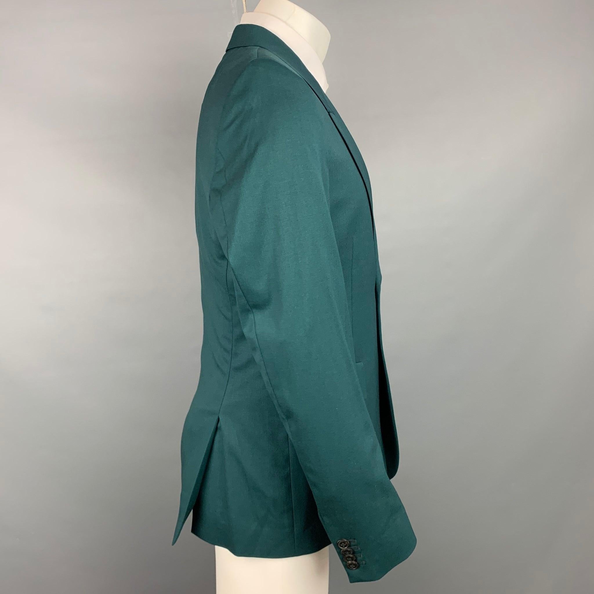 PAUL SMITH Size 42 Green Wool Notch Lapel Sport Coat In Good Condition For Sale In San Francisco, CA