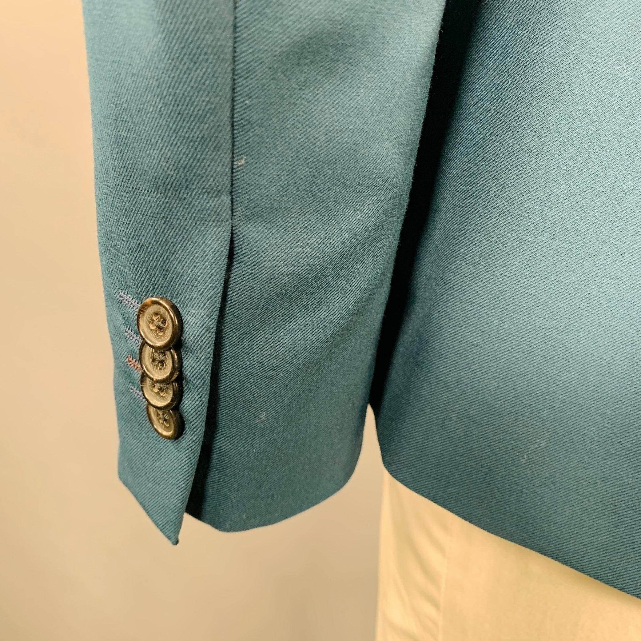 Men's PAUL SMITH Size 42 Green Wool Notch Lapel Sport Coat For Sale