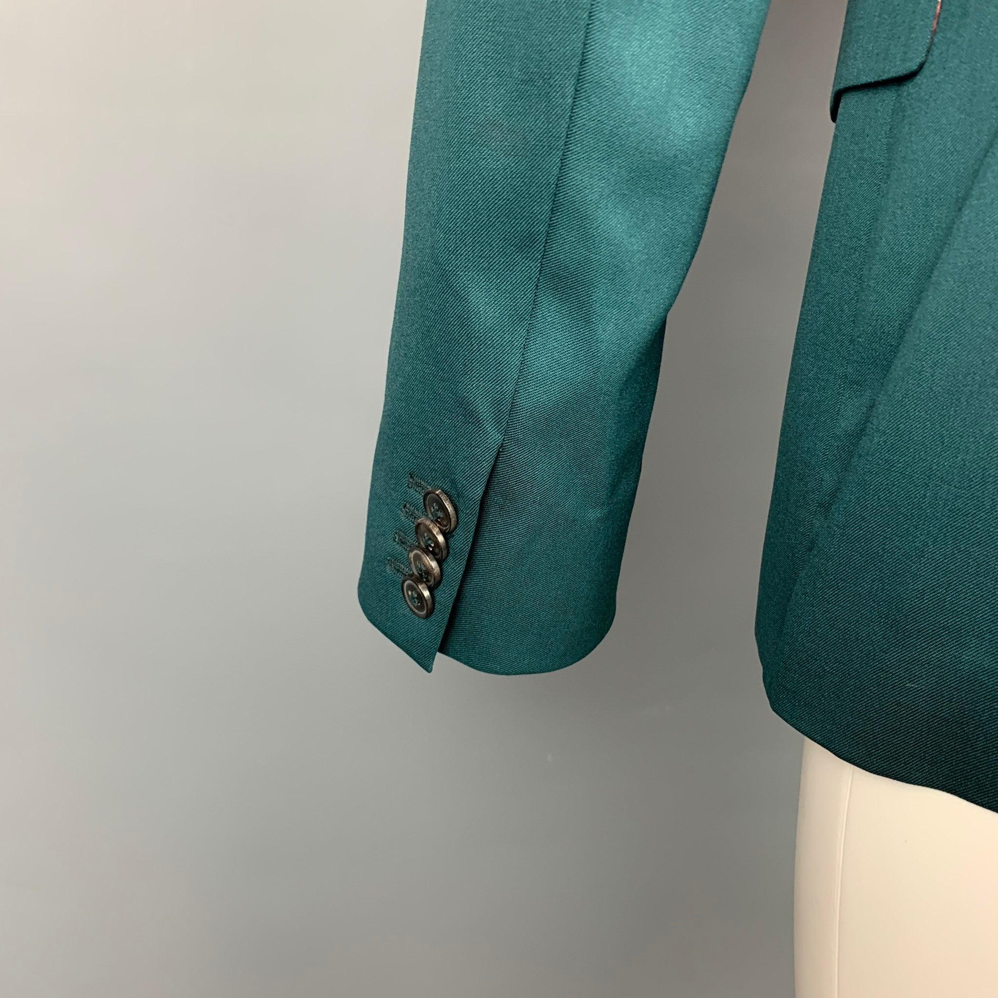 PAUL SMITH Size 42 Green Wool Notch Lapel Sport Coat For Sale 1