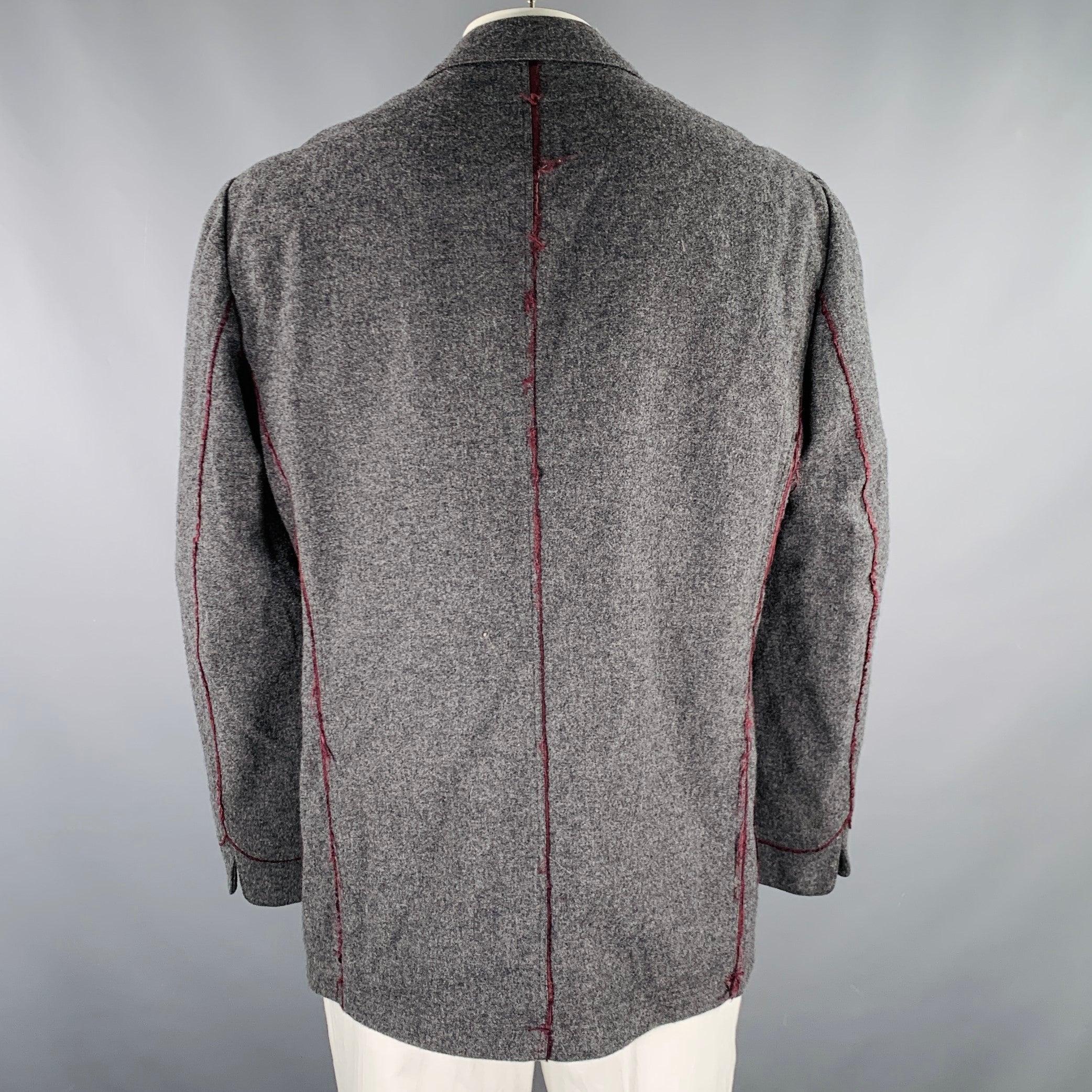PAUL SMITH Talla 42 Gris Borgoña Mezcla de Lana Chaqueta con ribetes en contraste en Excelente estado para la venta en San Francisco, CA