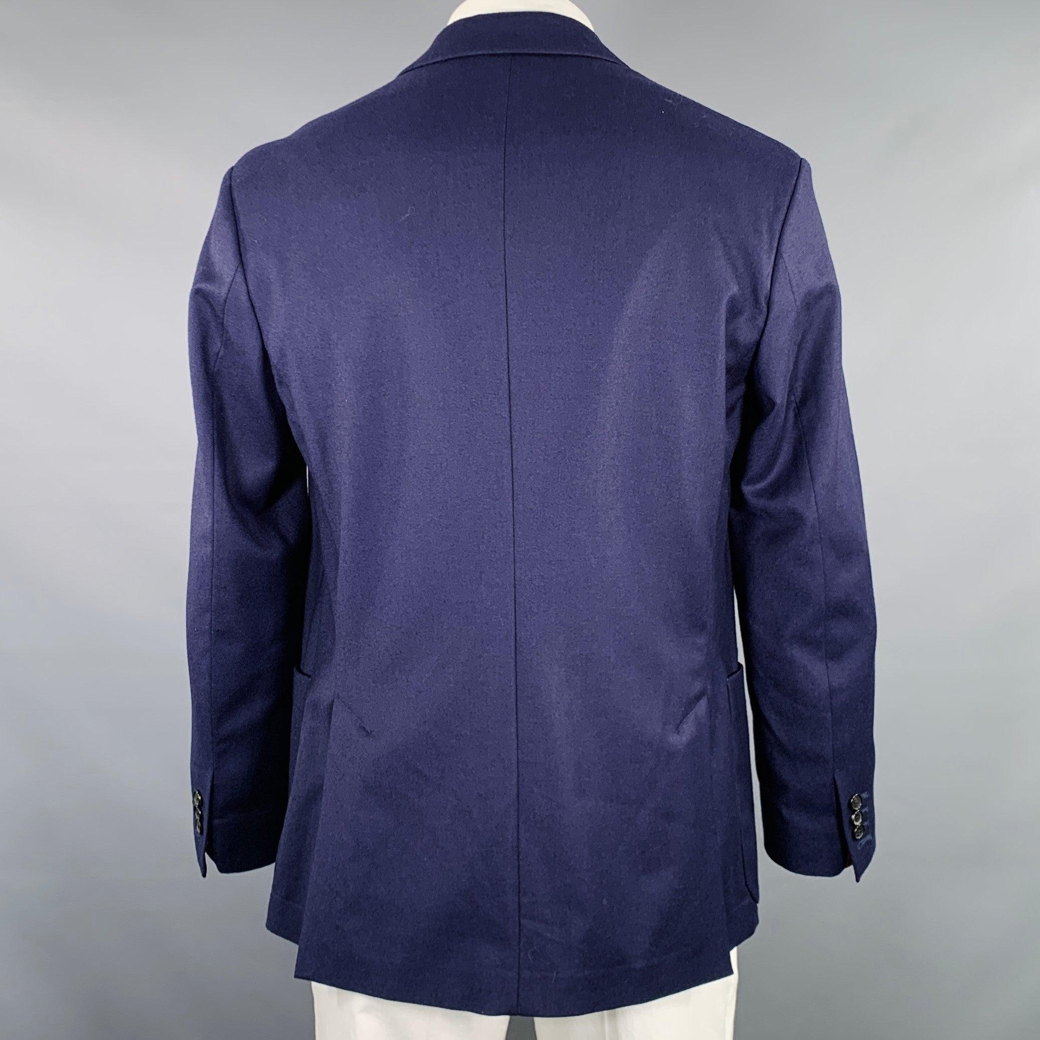 Purple PAUL SMITH Size 42 Navy Wool Cashmere Notch Lapel Sport Coat For Sale