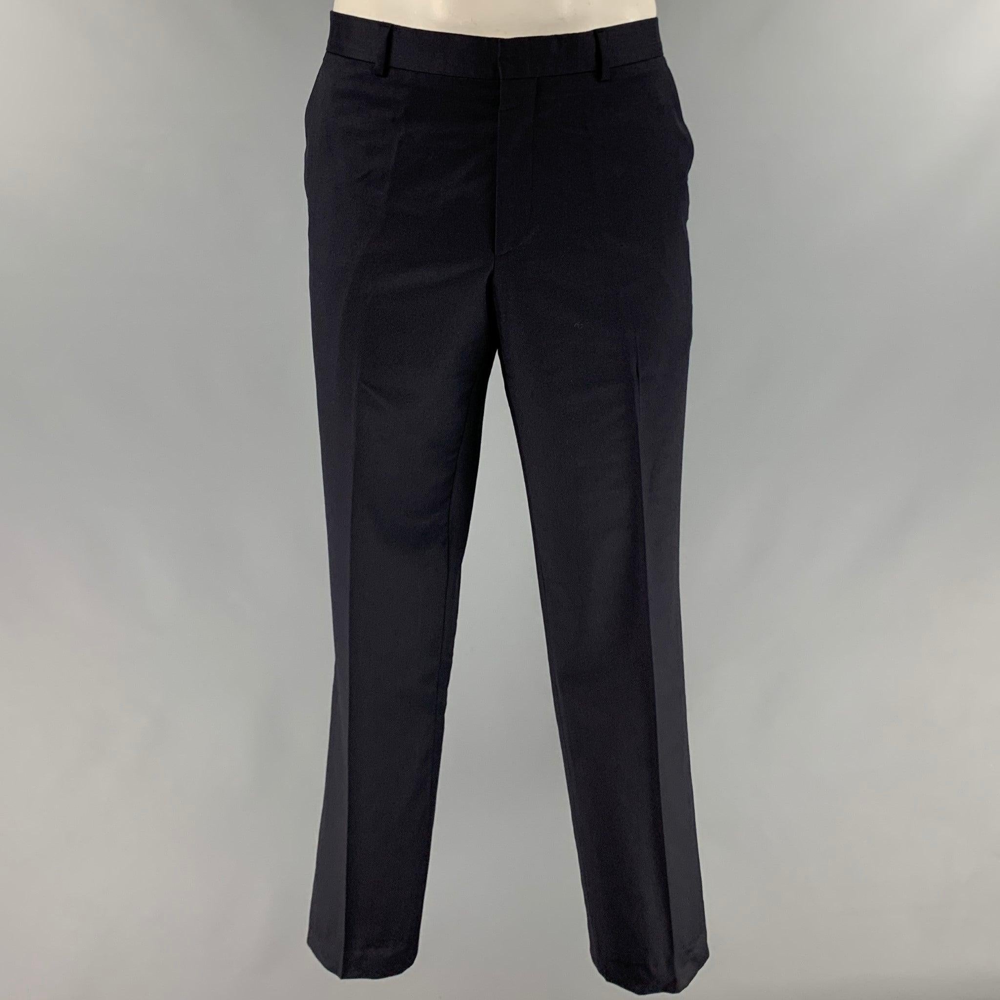 Men's PAUL SMITH Size 42 Navy Wool Cashmere Notch Lapel Suit For Sale