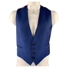 PAUL SMITH Size 42 Navy Wool / Mohair Shawl Collar Vest