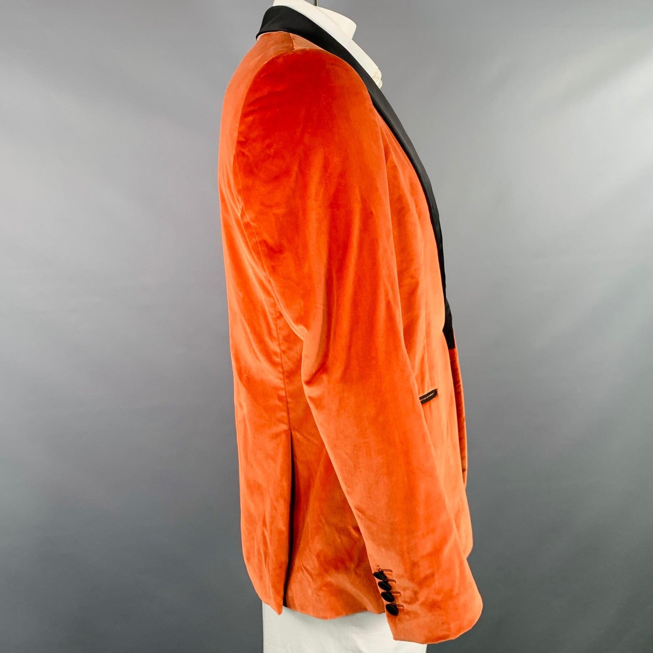 Red PAUL SMITH Size 42 Orange Black Velvet Cotton Shawl Collar Sport Coat