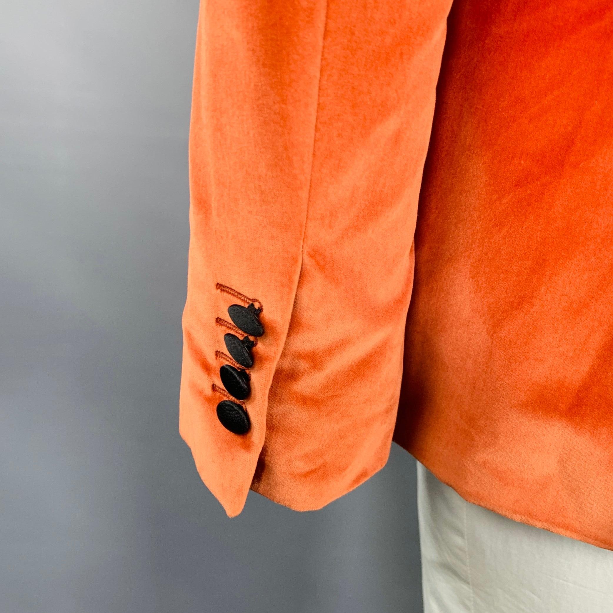 PAUL SMITH Size 42 Orange Black Velvet Cotton Shawl Collar Sport Coat In Excellent Condition In San Francisco, CA