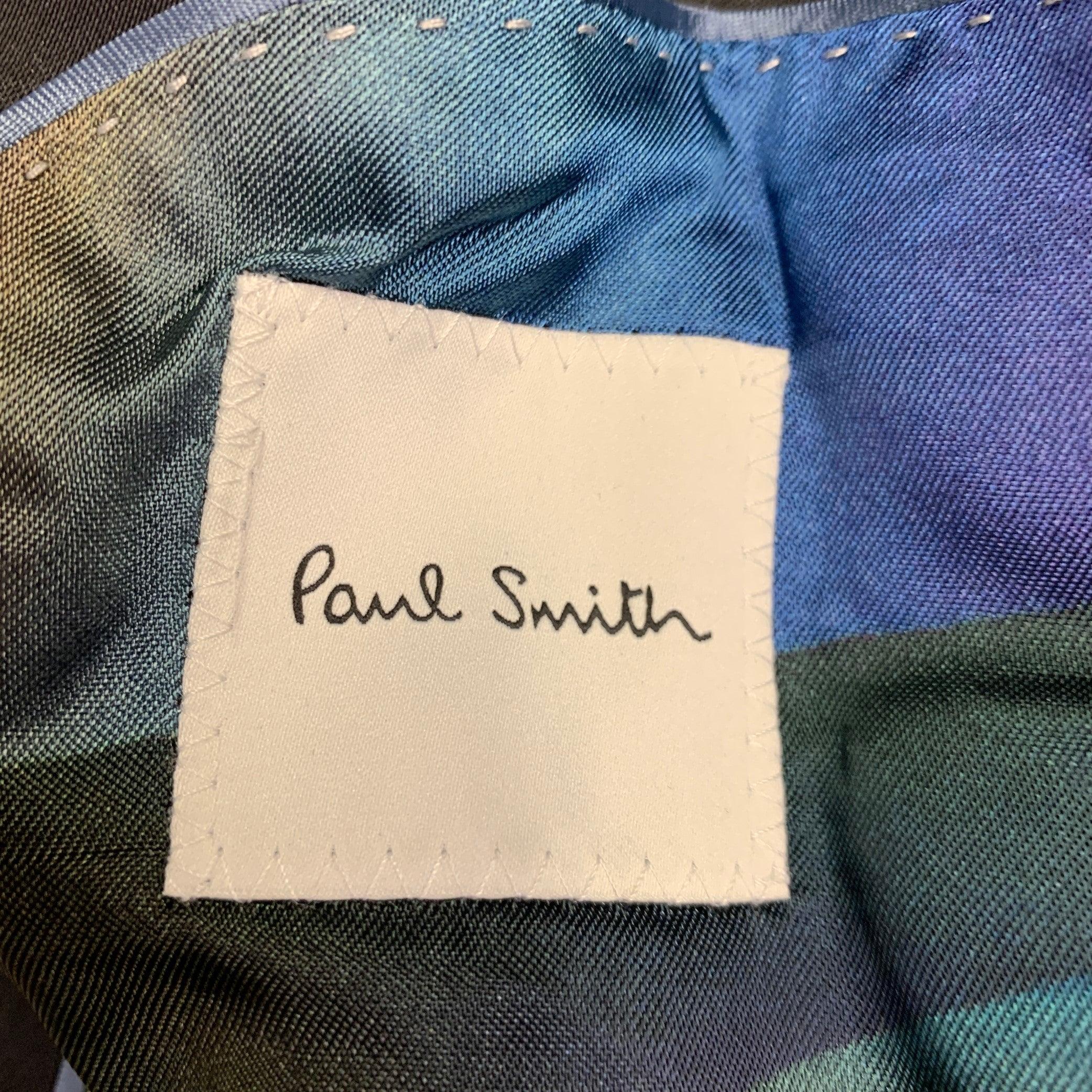 Men's PAUL SMITH Size 42 Orange Black Velvet Cotton Shawl Collar Sport Coat