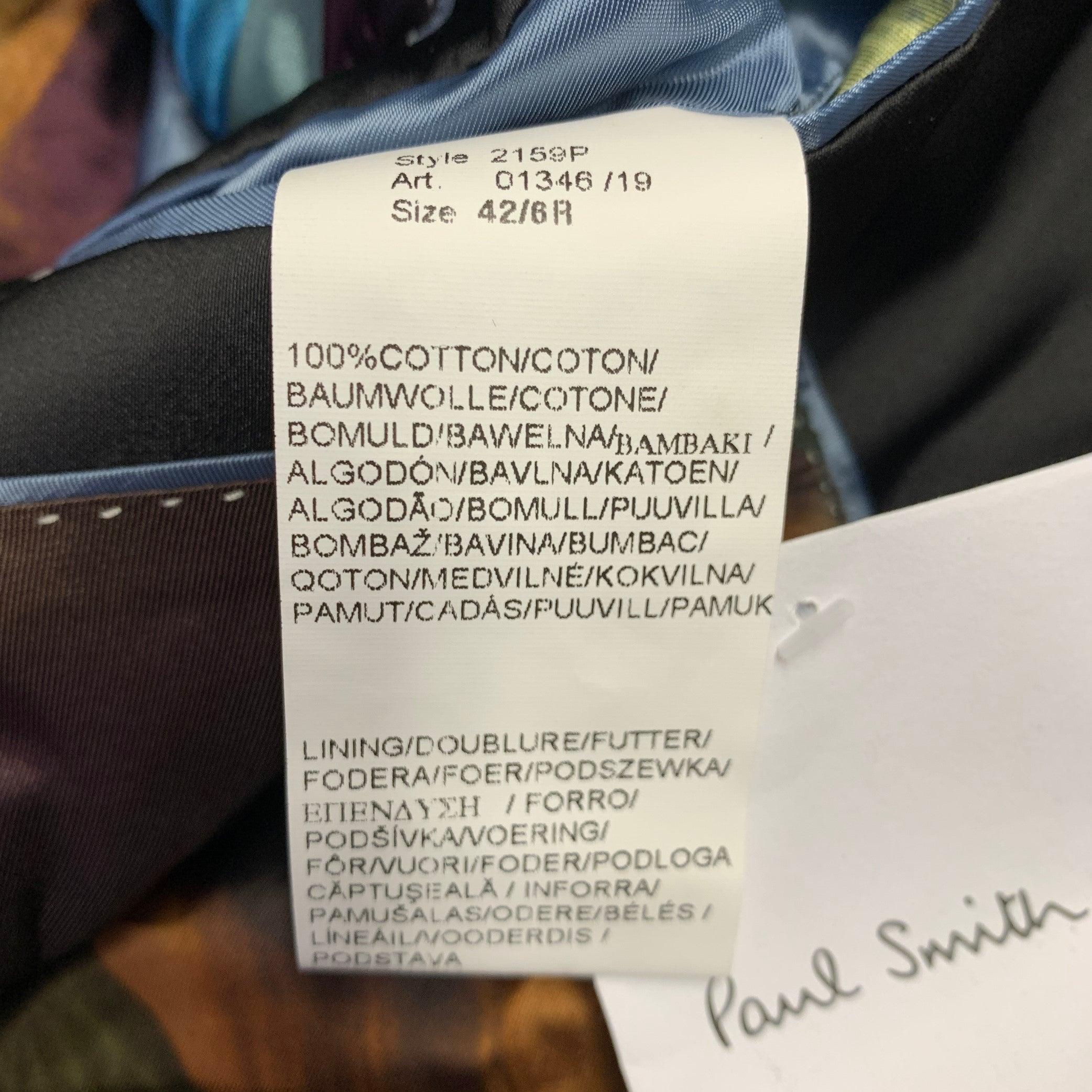 PAUL SMITH Size 42 Orange Black Velvet Cotton Shawl Collar Sport Coat 2