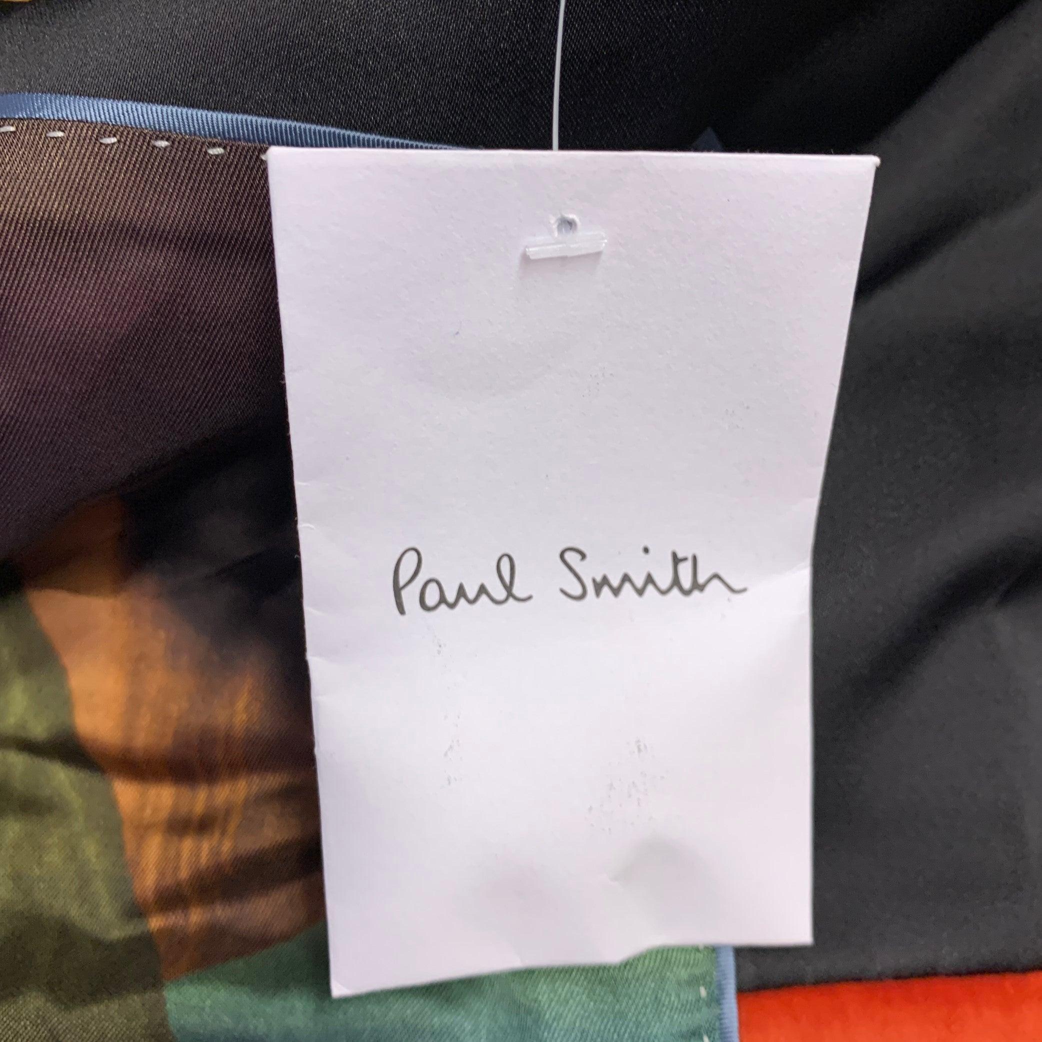 PAUL SMITH Size 42 Orange Black Velvet Cotton Shawl Collar Sport Coat 4