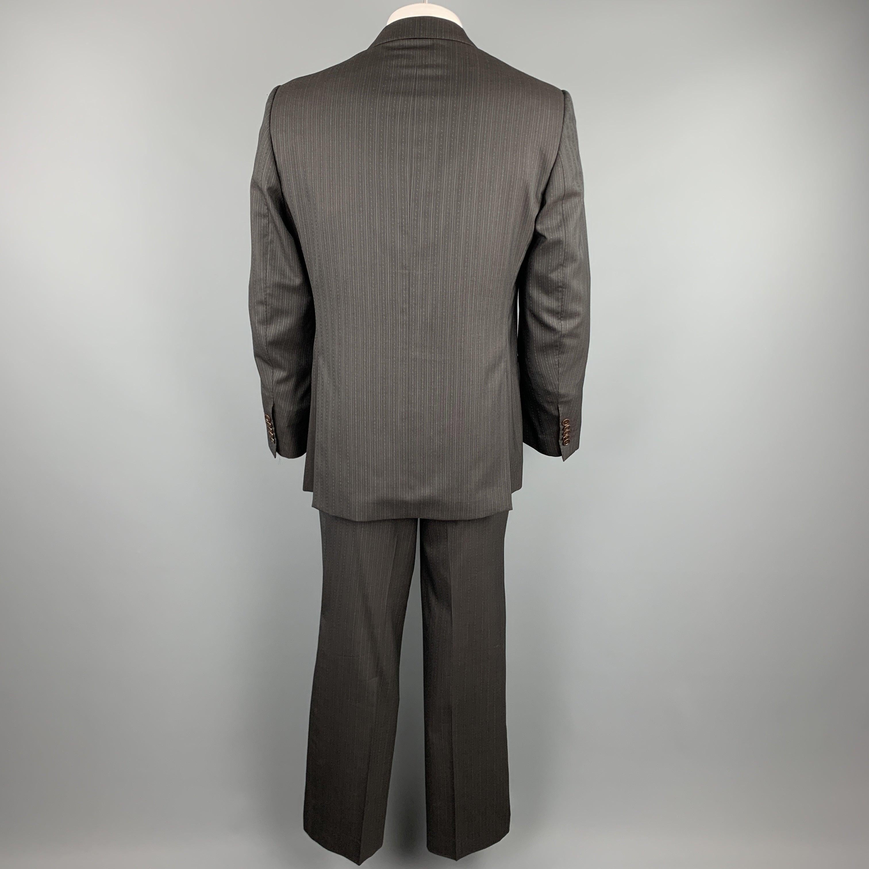 PAUL SMITH Size 42 Regular Brown Stripe Wool Notch Lapel Suit In Excellent Condition For Sale In San Francisco, CA
