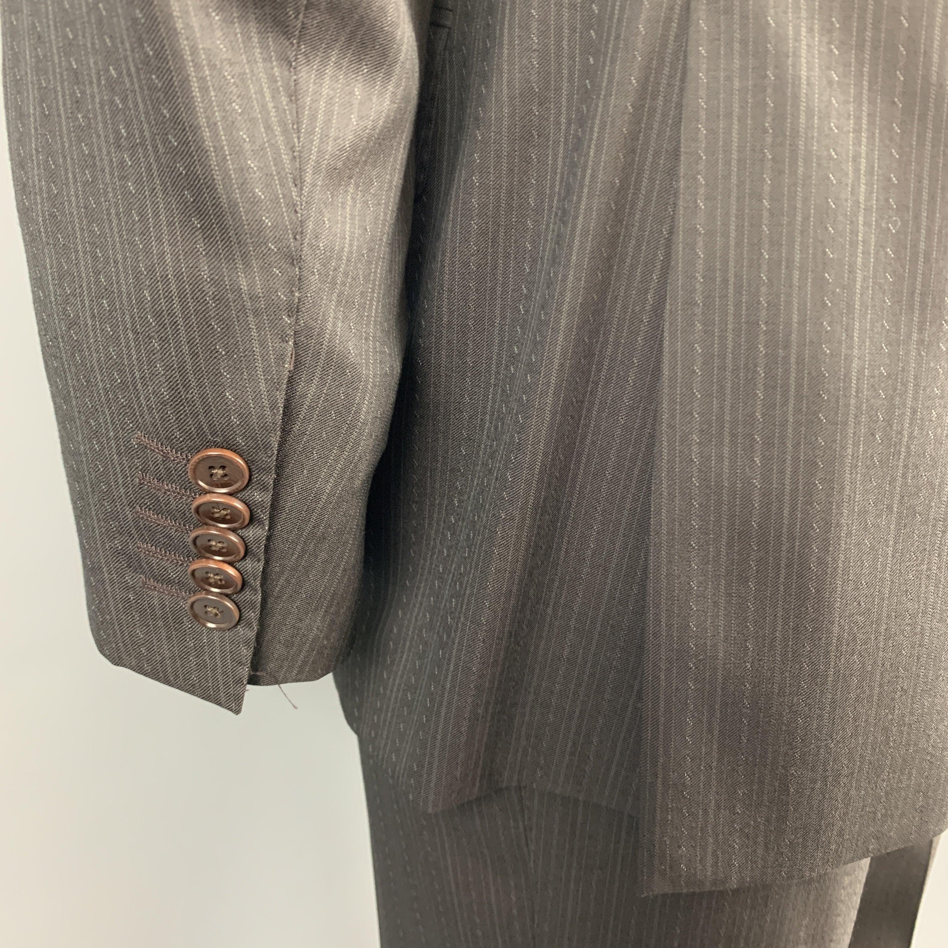 PAUL SMITH Size 42 Regular Brown Stripe Wool Notch Lapel Suit For Sale 2