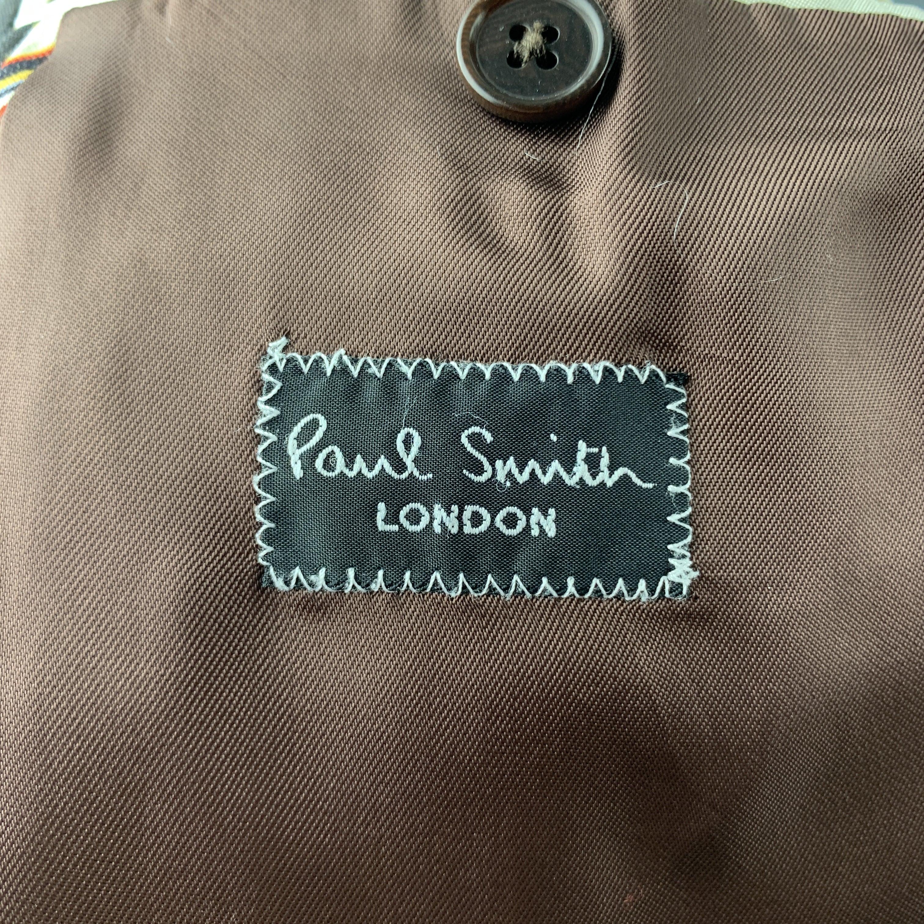 PAUL SMITH Taille 42 Regular Costume à revers échancré en laine à rayures Brown en vente 3