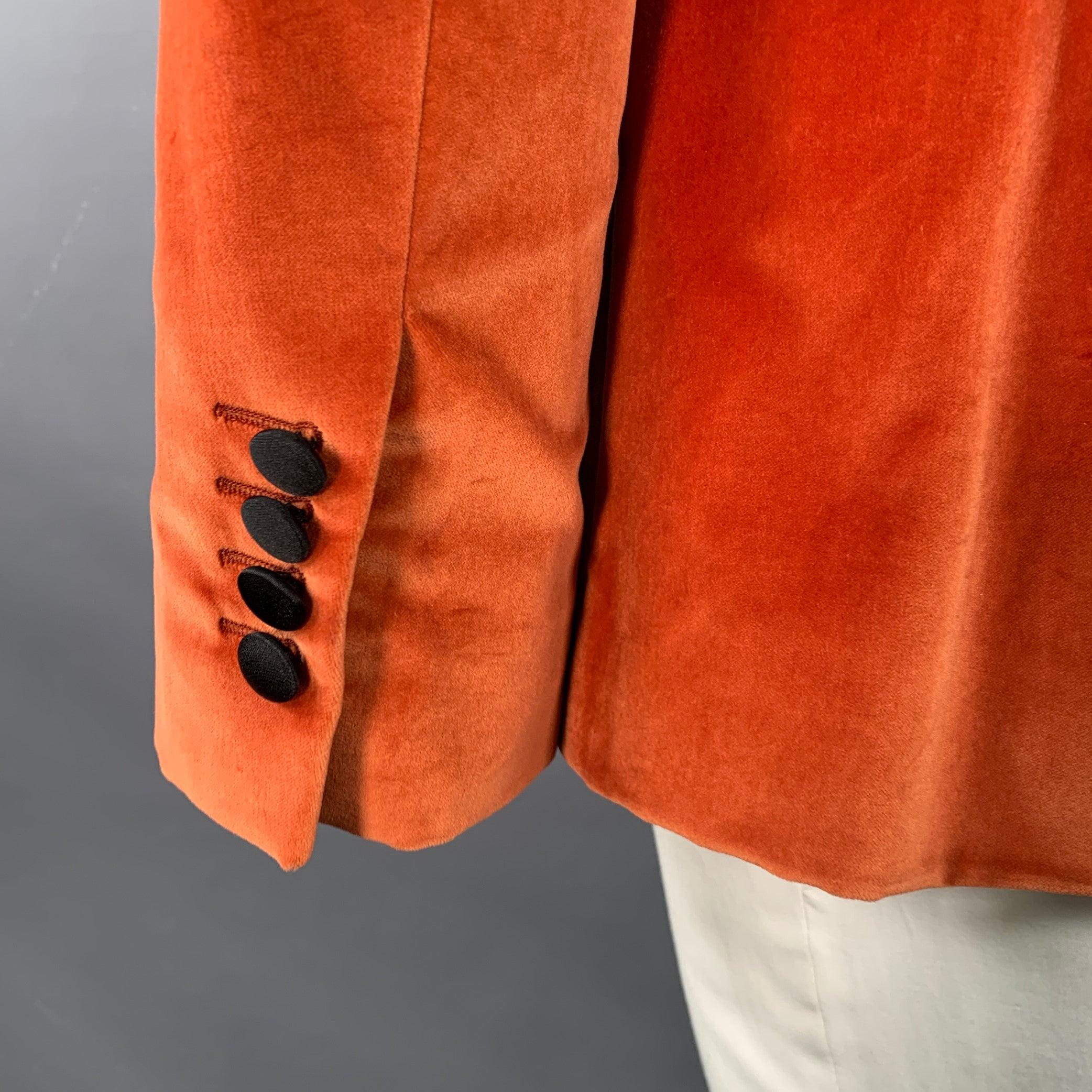 De los hombres PAUL SMITH Talla 42 Regular Naranja Negro Terciopelo Algodón Cuello Chal Abrigo Deportivo en venta