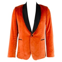 PAUL SMITH Size 42 Regular Orange Black Velvet Cotton Shawl Collar Sport Coat