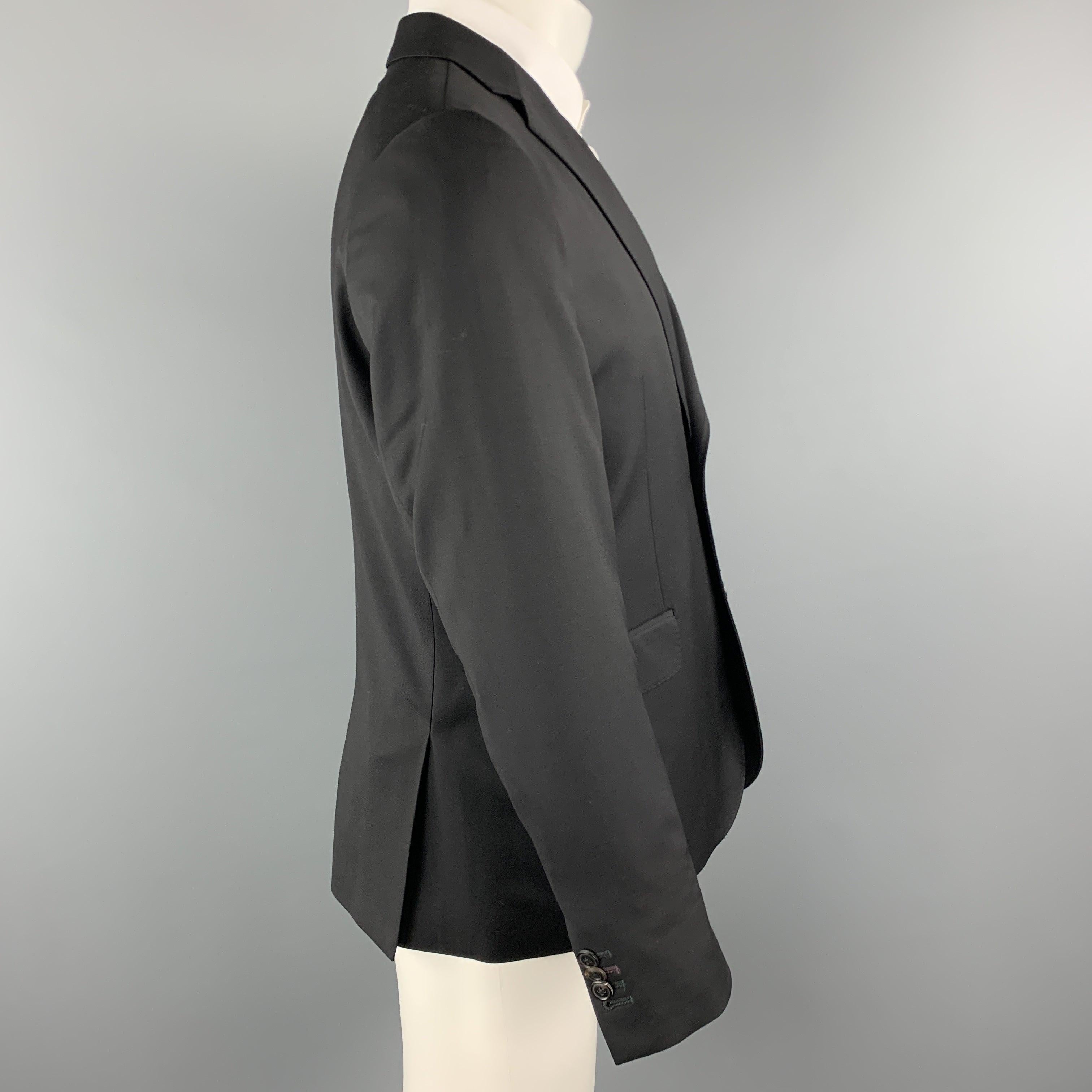 PAUL SMITH Size 42 Short Solid Black Wool Notch Lapel Sport Coat In Excellent Condition For Sale In San Francisco, CA