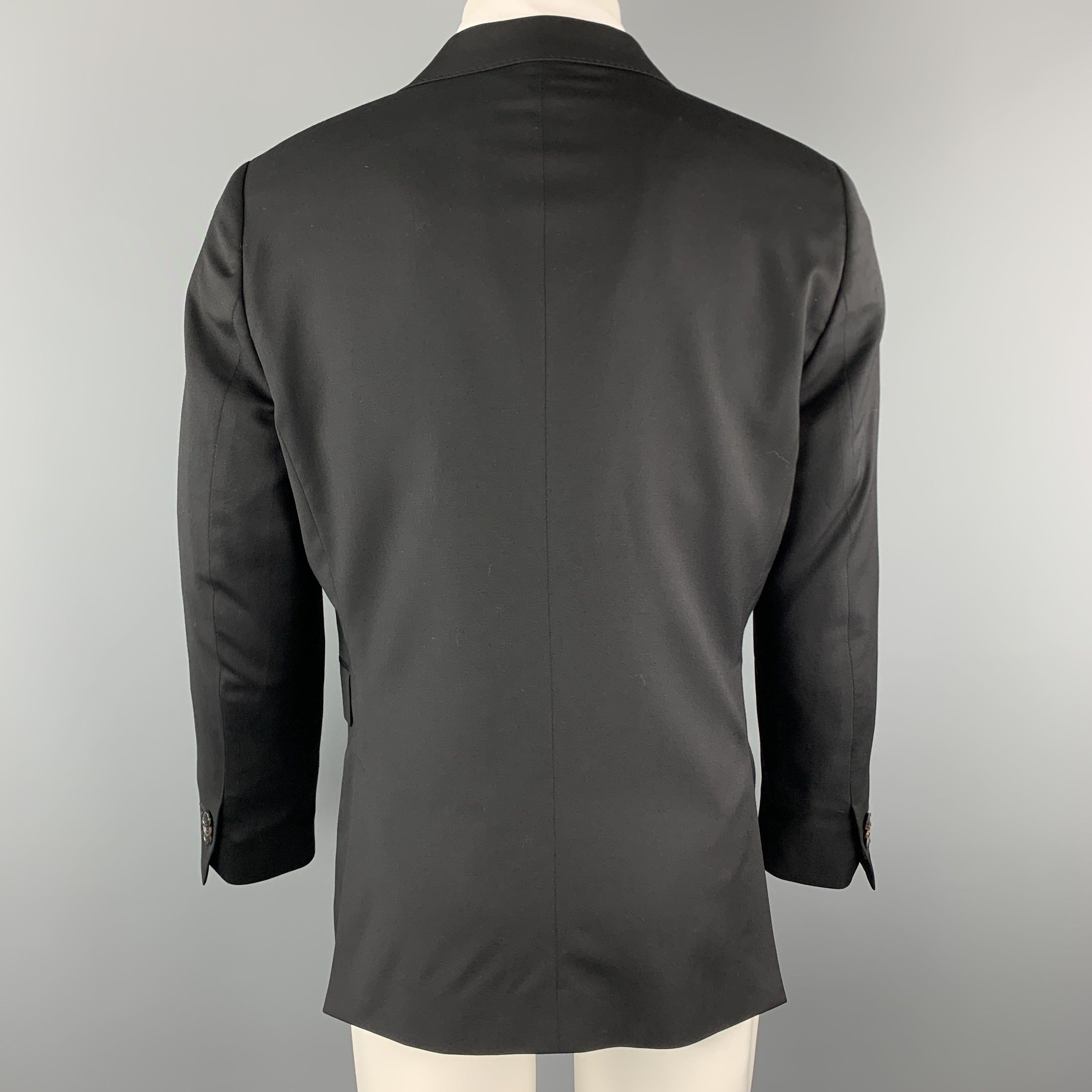 PAUL SMITH Size 42 Short Solid Black Wool Notch Lapel Sport Coat For Sale 1