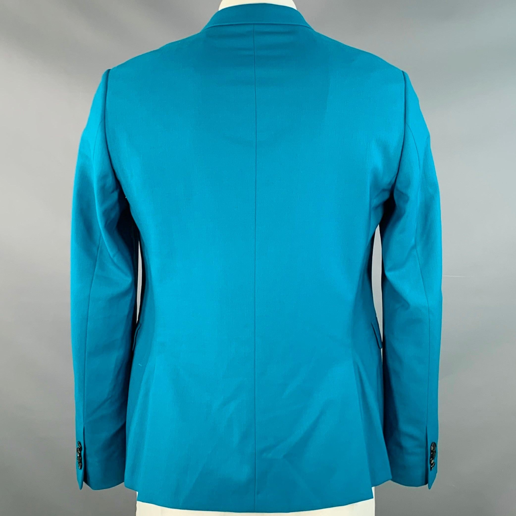 PAUL SMITH Größe 42 Teal Wool Notch Reverse Sport Coat (Blau) im Angebot