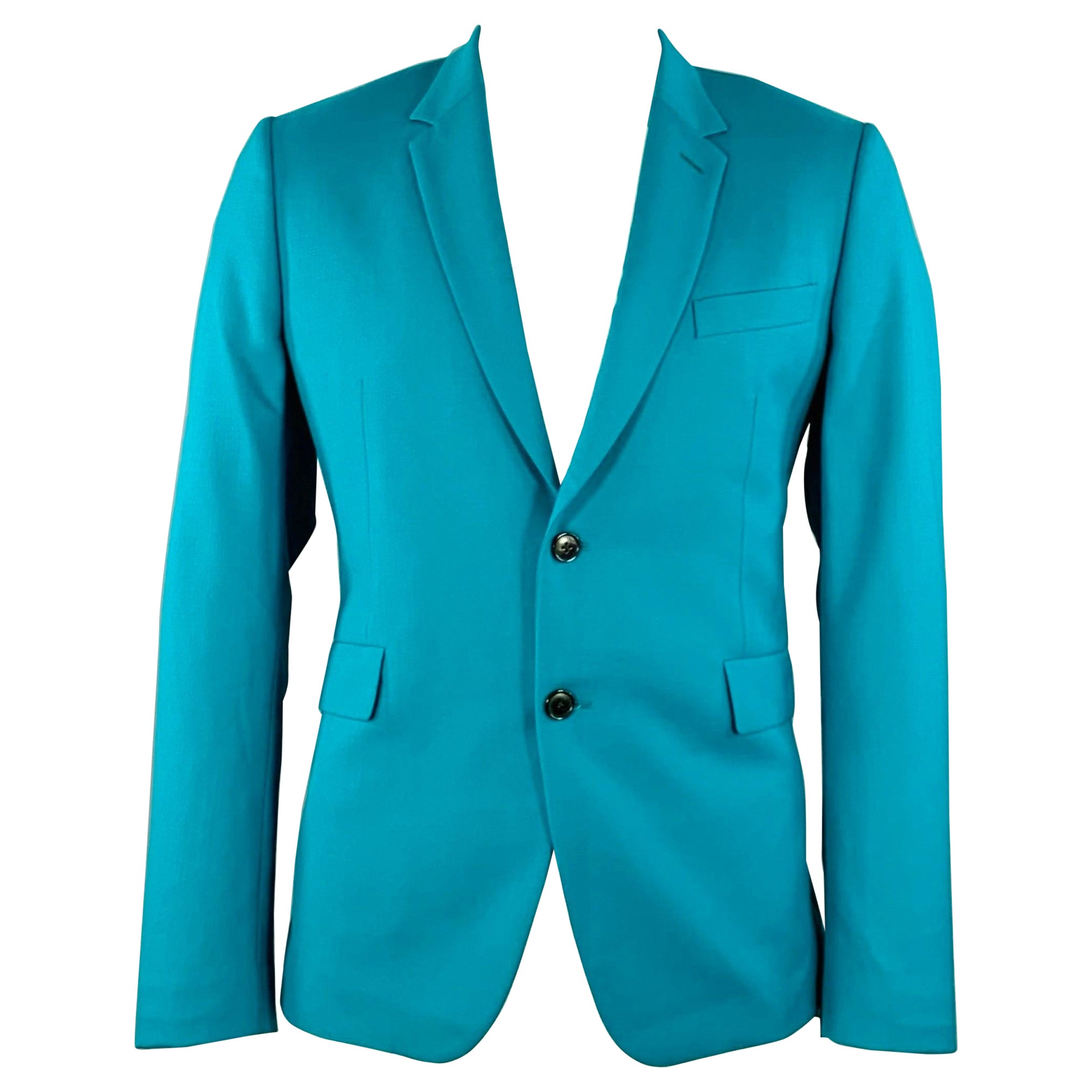 PAUL SMITH Größe 42 Teal Wool Notch Reverse Sport Coat