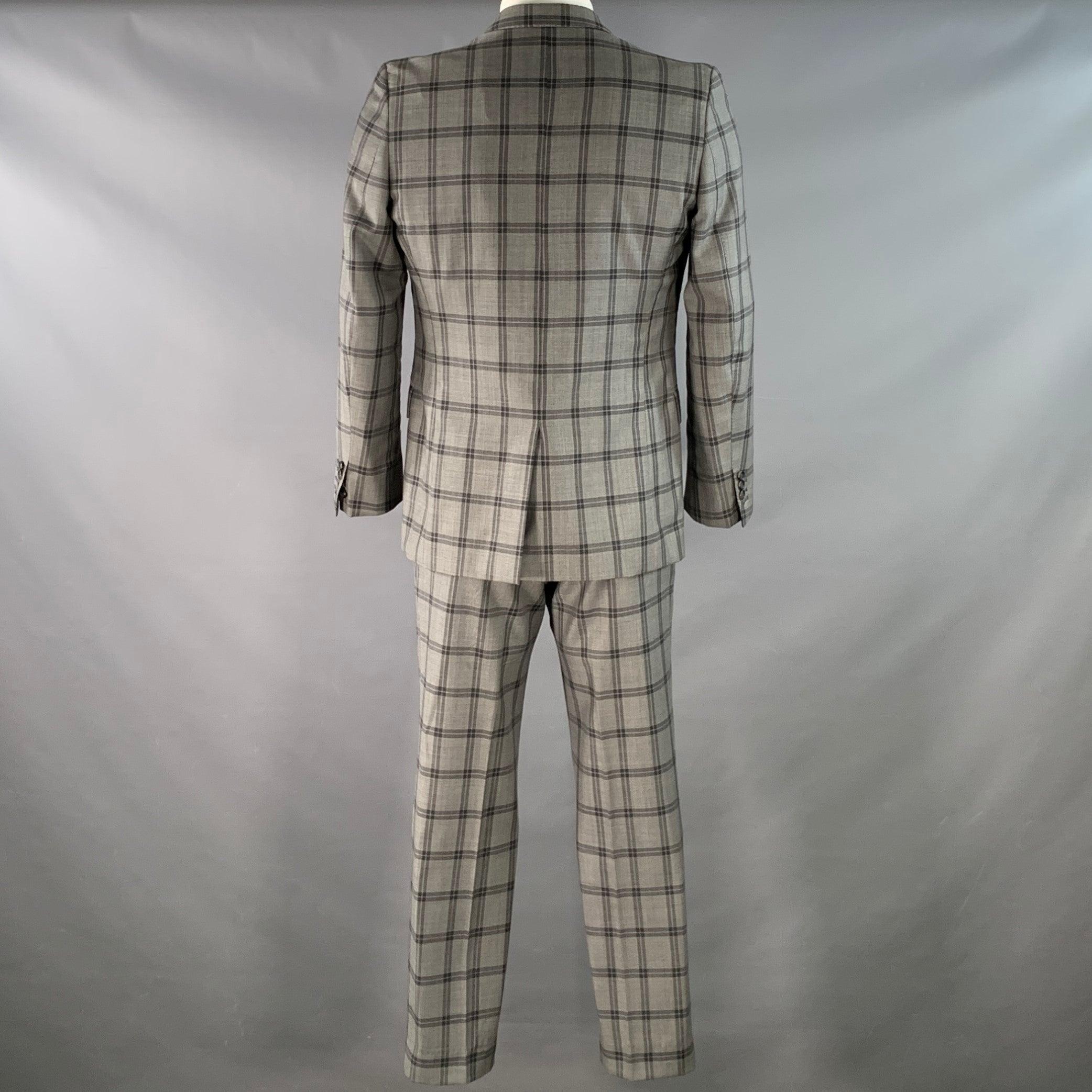 Gris PAUL SMITH Taille 42 The Byard Regular Costume en laine à carreaux gris anthracite à revers échancré en vente