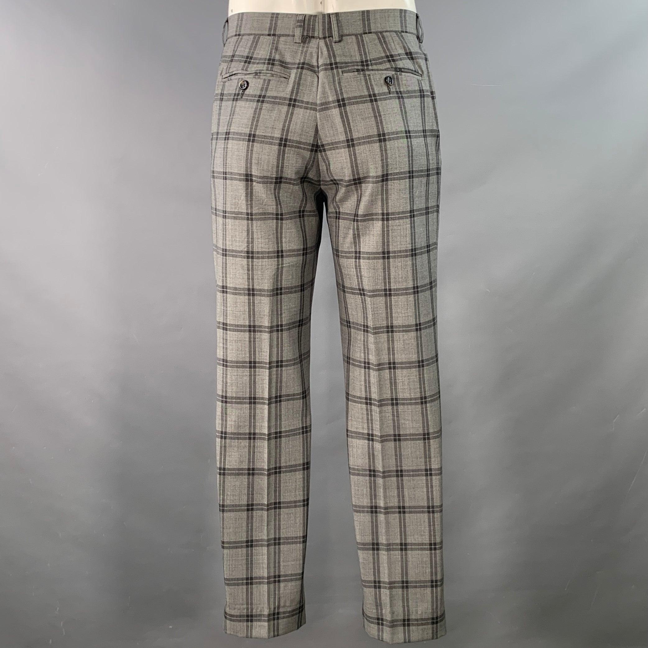 PAUL SMITH Taille 42 The Byard Regular Costume en laine à carreaux gris anthracite à revers échancré Pour hommes en vente