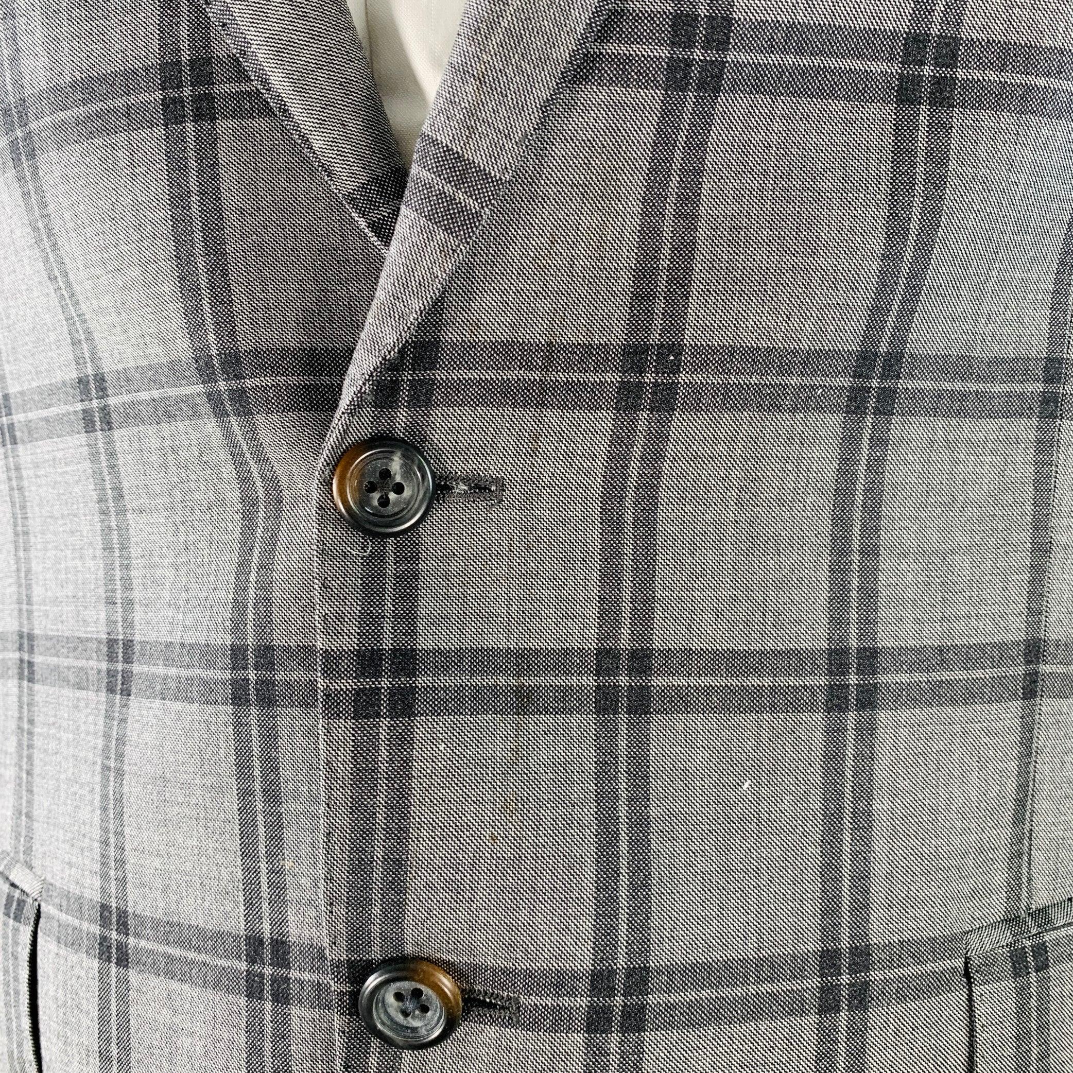 PAUL SMITH Taille 42 The Byard Regular Costume en laine à carreaux gris anthracite à revers échancré en vente 2