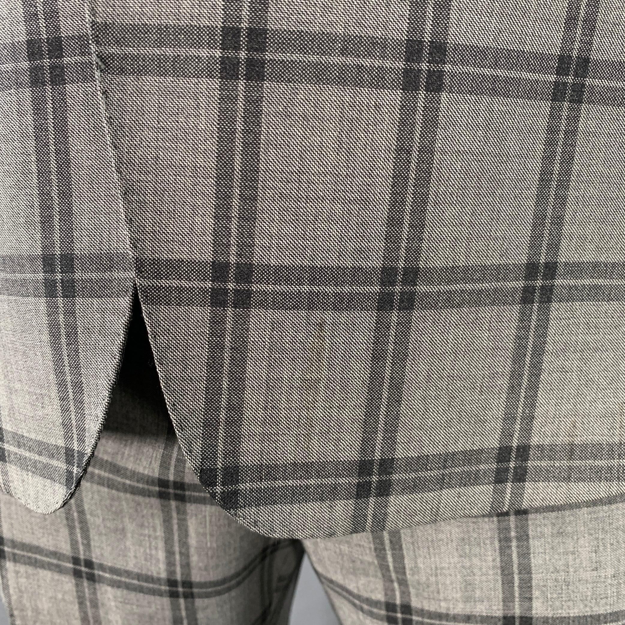PAUL SMITH Taille 42 The Byard Regular Costume en laine à carreaux gris anthracite à revers échancré en vente 3