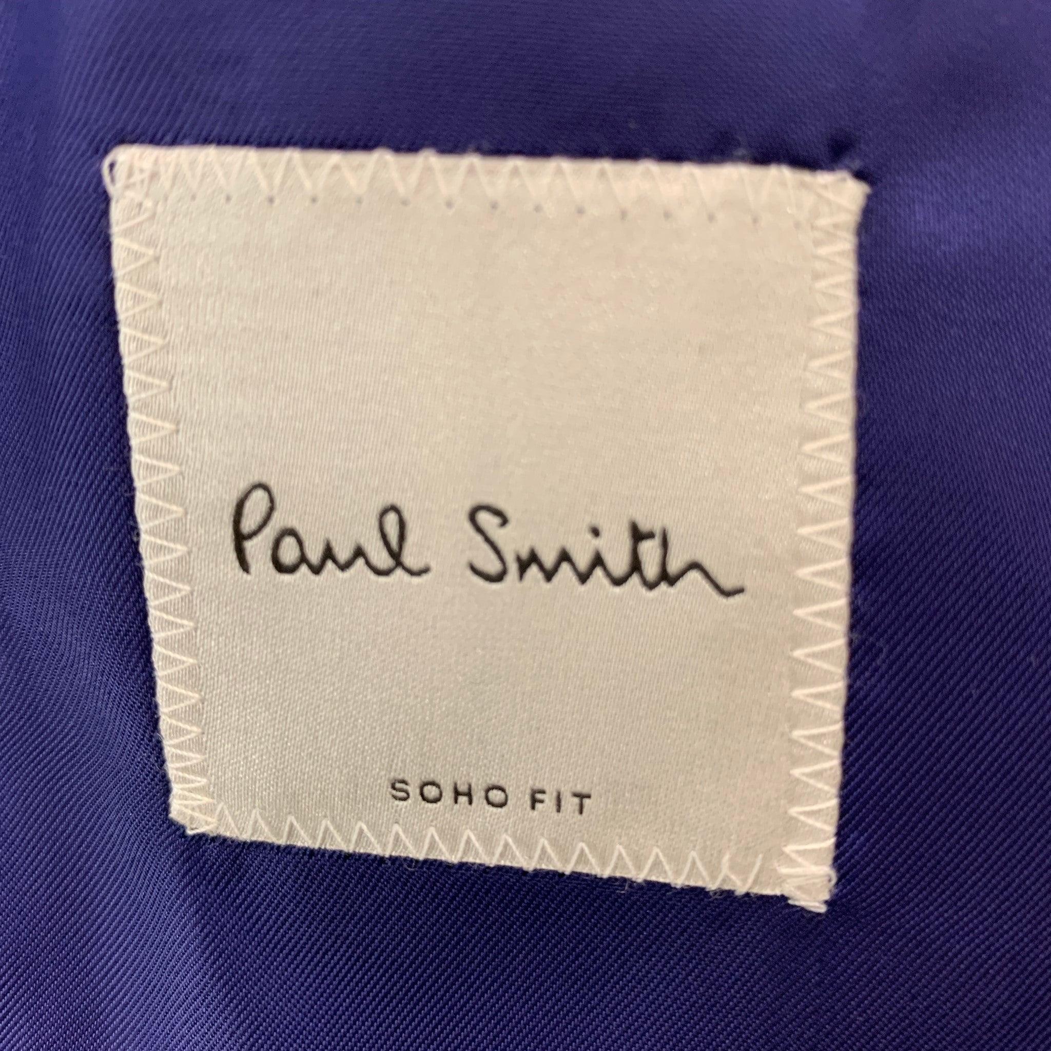 PAUL SMITH Size 44 Black Embroidery Wool Elastane Tuxedo Sport Coat For Sale 2