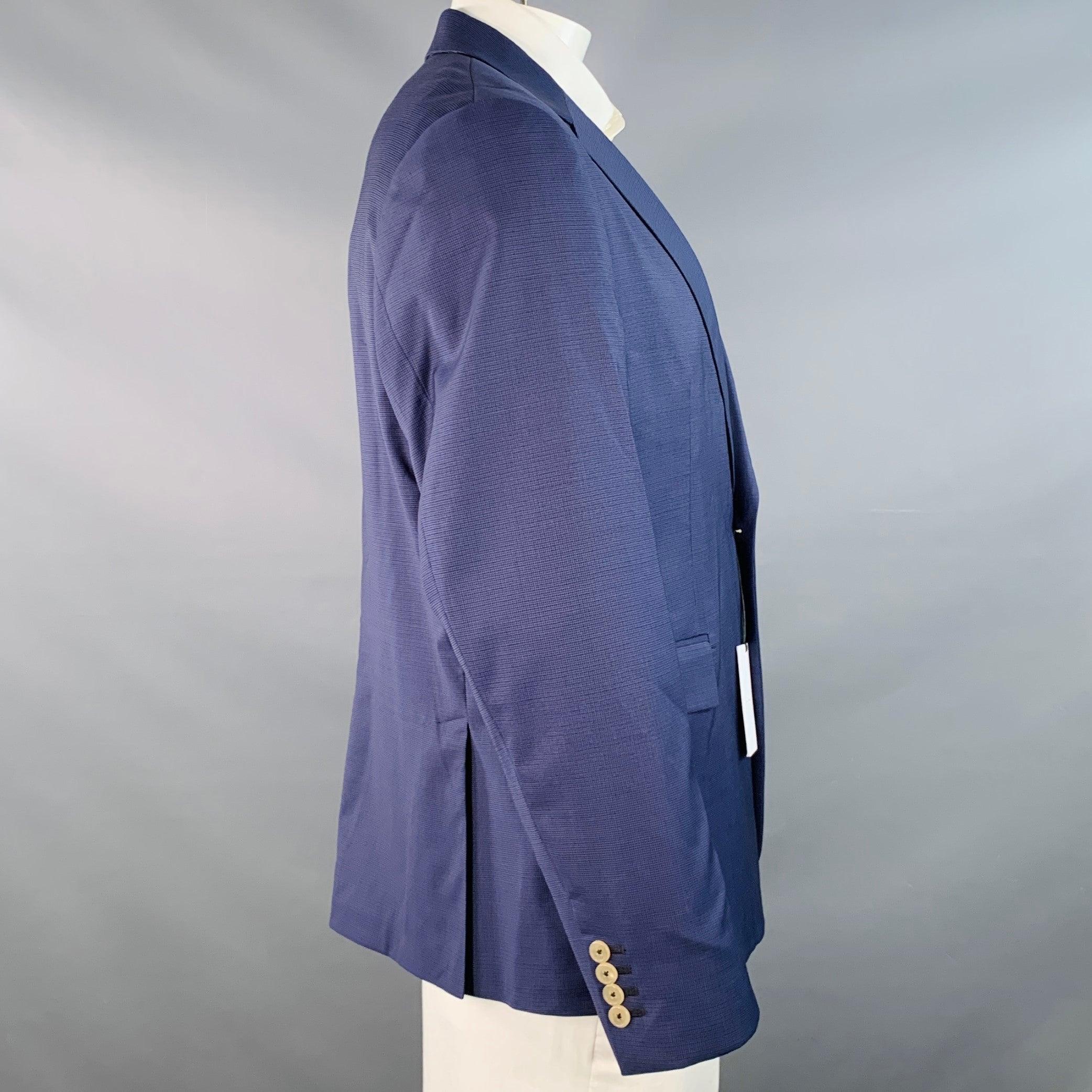 PAUL SMITH Sportmantel aus Wolle mit blauem Raster und Revers, Größe 44 (Blau) im Angebot