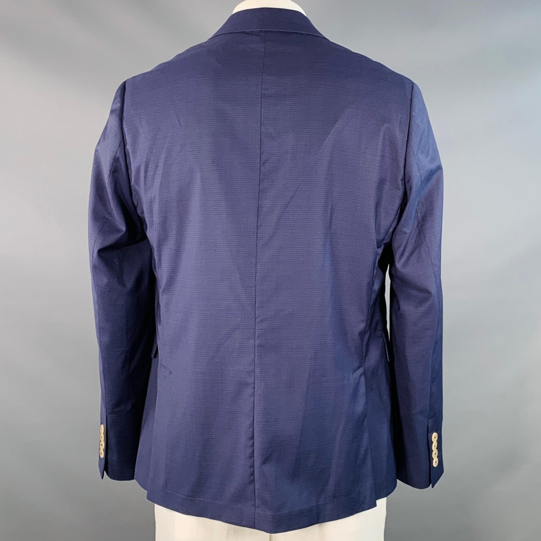 PAUL SMITH Sportmantel aus Wolle mit blauem Raster und Revers, Größe 44 im Zustand „Gut“ im Angebot in San Francisco, CA