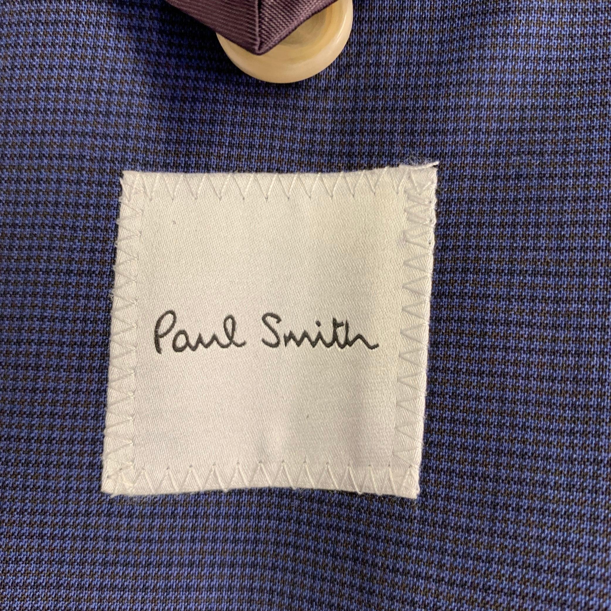 PAUL SMITH Sportmantel aus Wolle mit blauem Raster und Revers, Größe 44 im Angebot 2