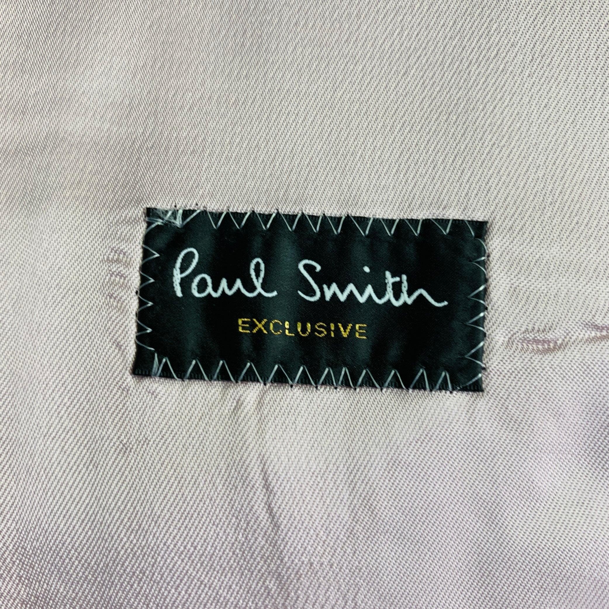 Men's PAUL SMITH Size 44 Blue Pink Wool Mohair Single Breasted Collarless Vest For Sale