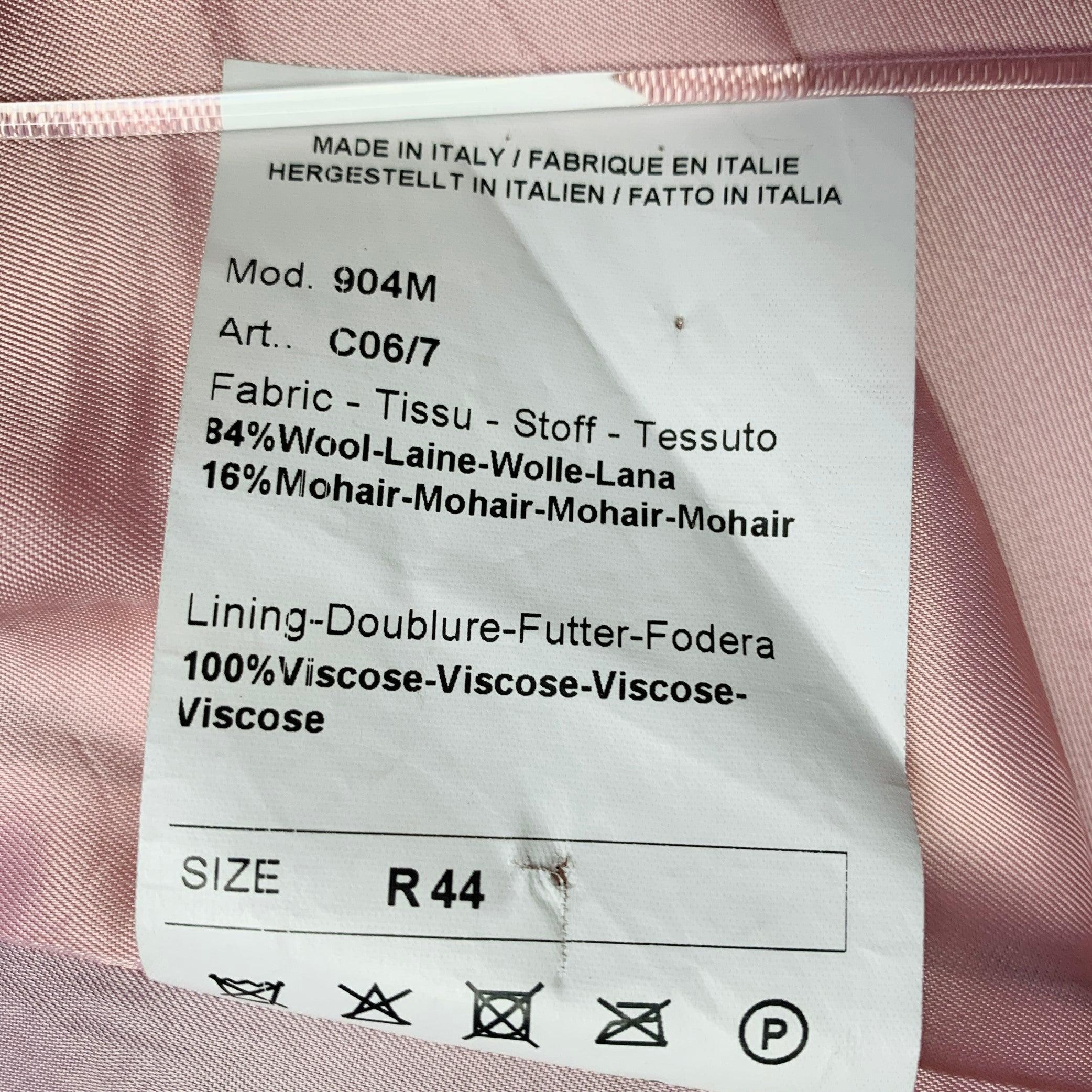 PAUL SMITH Size 44 Blue Pink Wool Mohair Single Breasted Collarless Vest For Sale 1