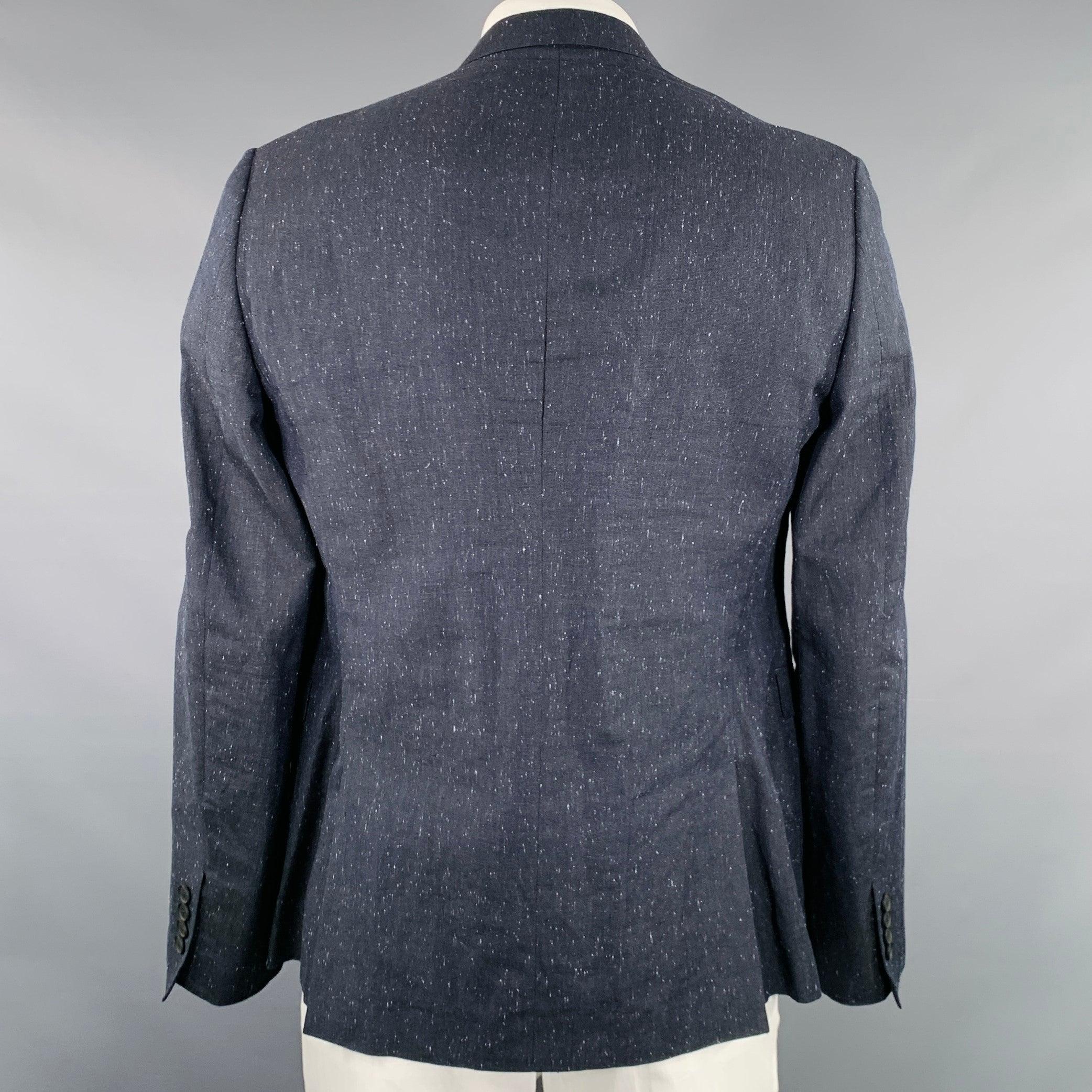 PAUL SMITH Size 44 Charcoal White Heather Linen Wool Sport Coat In Excellent Condition For Sale In San Francisco, CA