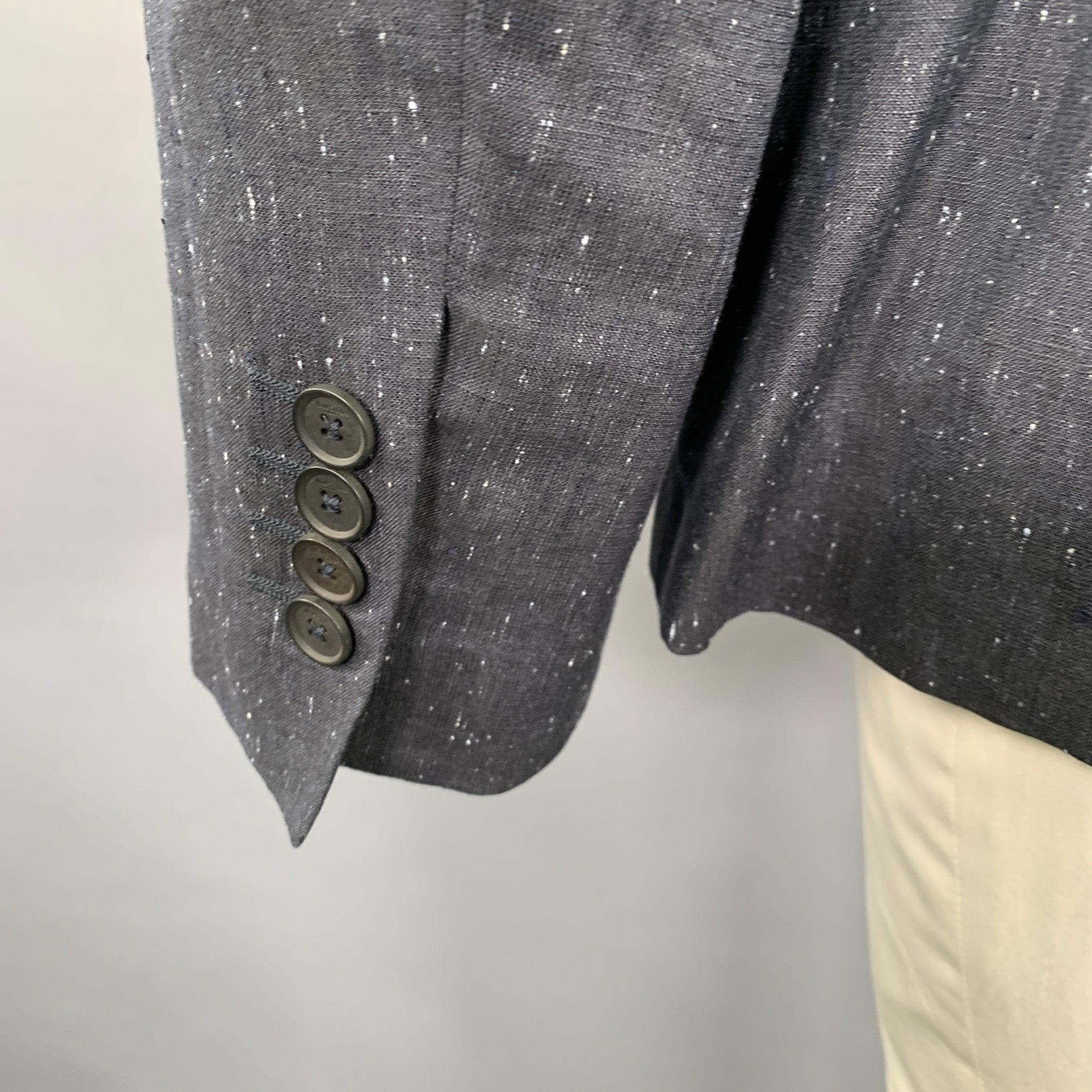 Men's PAUL SMITH Size 44 Charcoal White Heather Linen Wool Sport Coat For Sale
