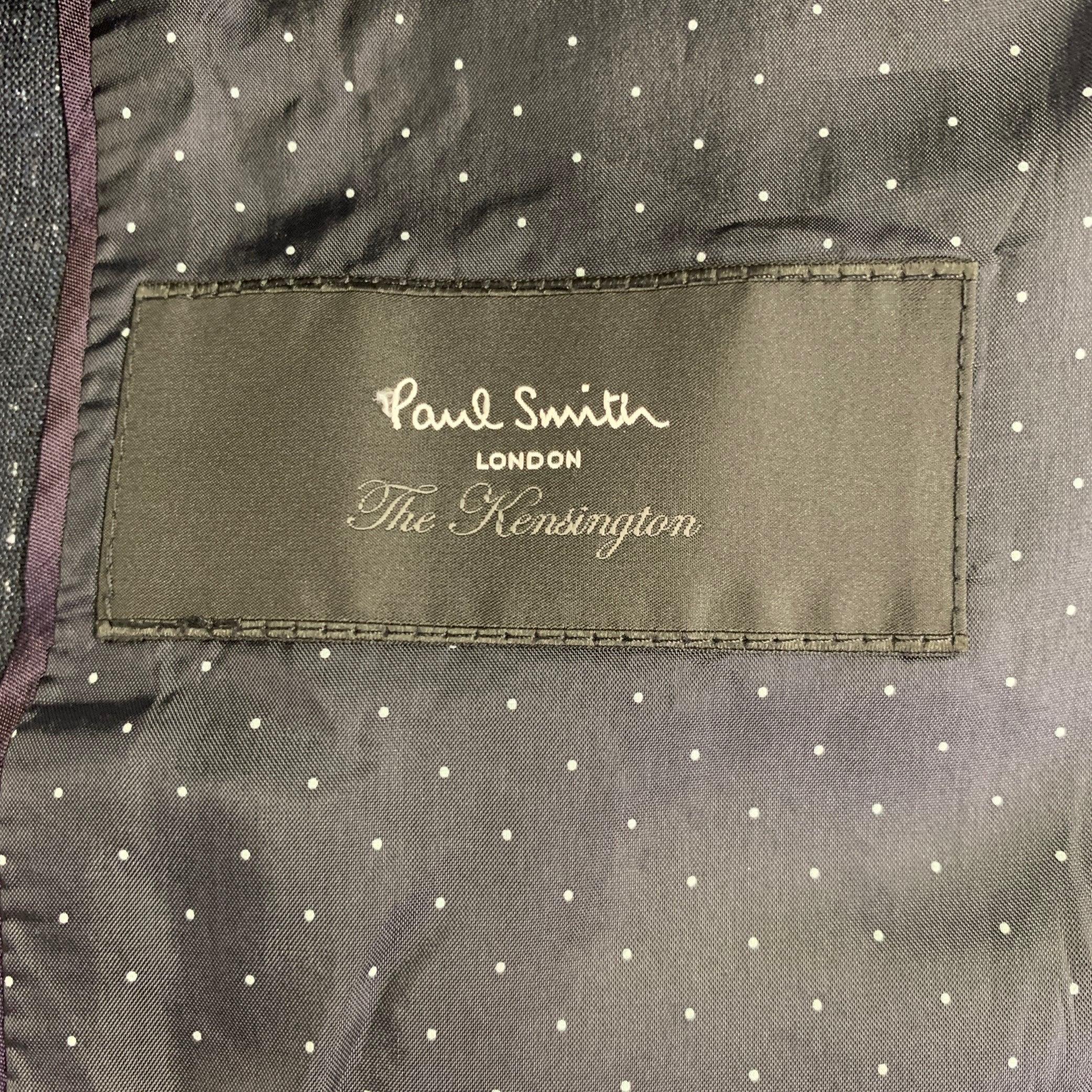 PAUL SMITH Size 44 Charcoal White Heather Linen Wool Sport Coat For Sale 1