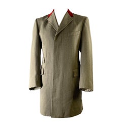 PAUL SMITH Size 44 Green Burgundy Heather Wool Notch Lapel Coat