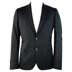 PAUL SMITH Size 44 Regular Soho Black Twill Wool Notch Lapel Sport Coat