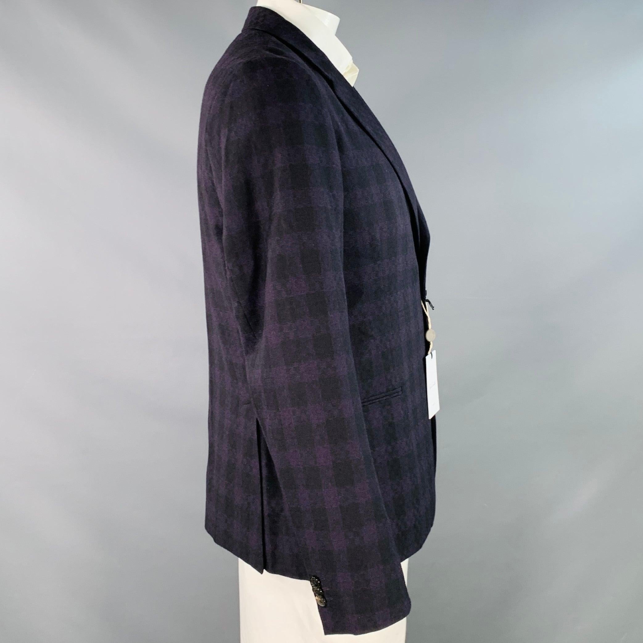 PAUL SMITH Taille 44 Manteau de sport en laine à revers échancré, violet et noir, SoHO Excellent état - En vente à San Francisco, CA
