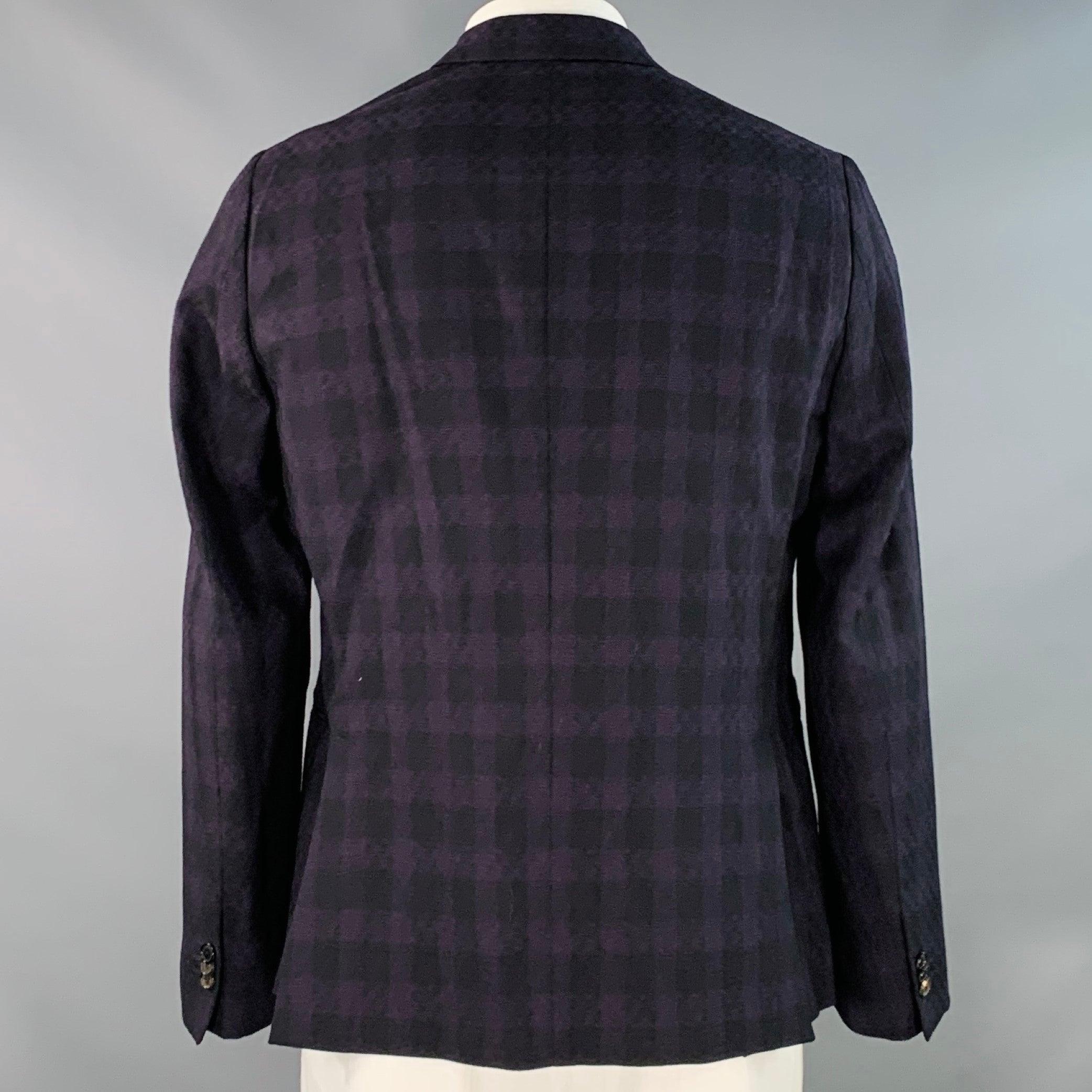 PAUL SMITH Taille 44 Manteau de sport en laine à revers échancré, violet et noir, SoHO Pour hommes en vente