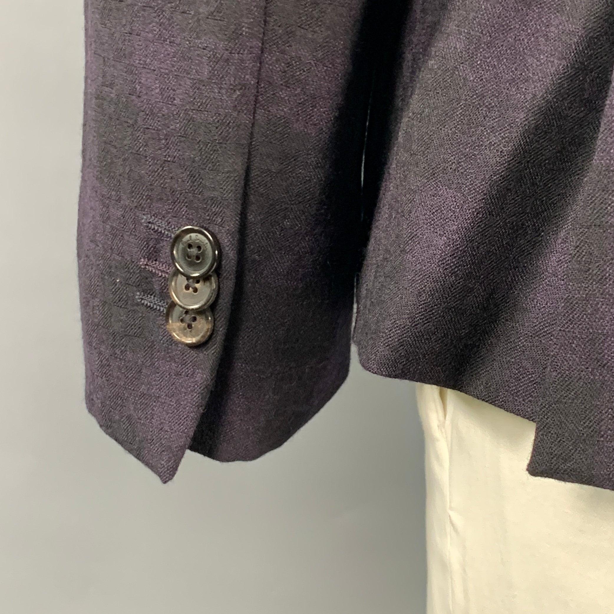 PAUL SMITH Taille 44 Manteau de sport en laine à revers échancré, violet et noir, SoHO en vente 1