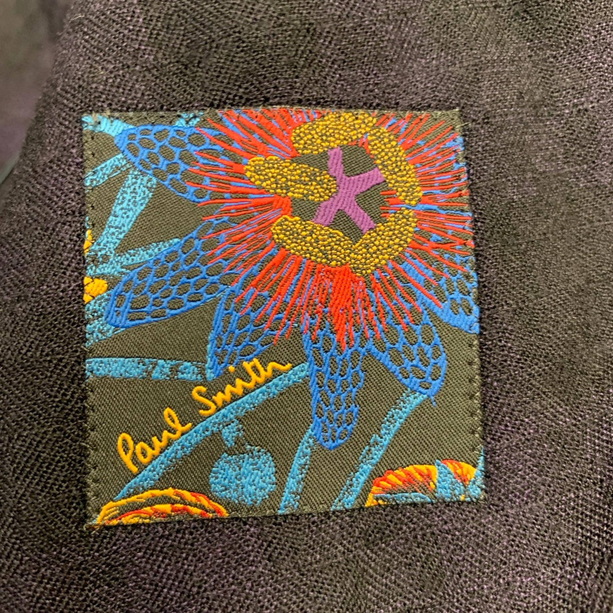 PAUL SMITH Taille 44 Manteau de sport en laine à revers échancré, violet et noir, SoHO en vente 3