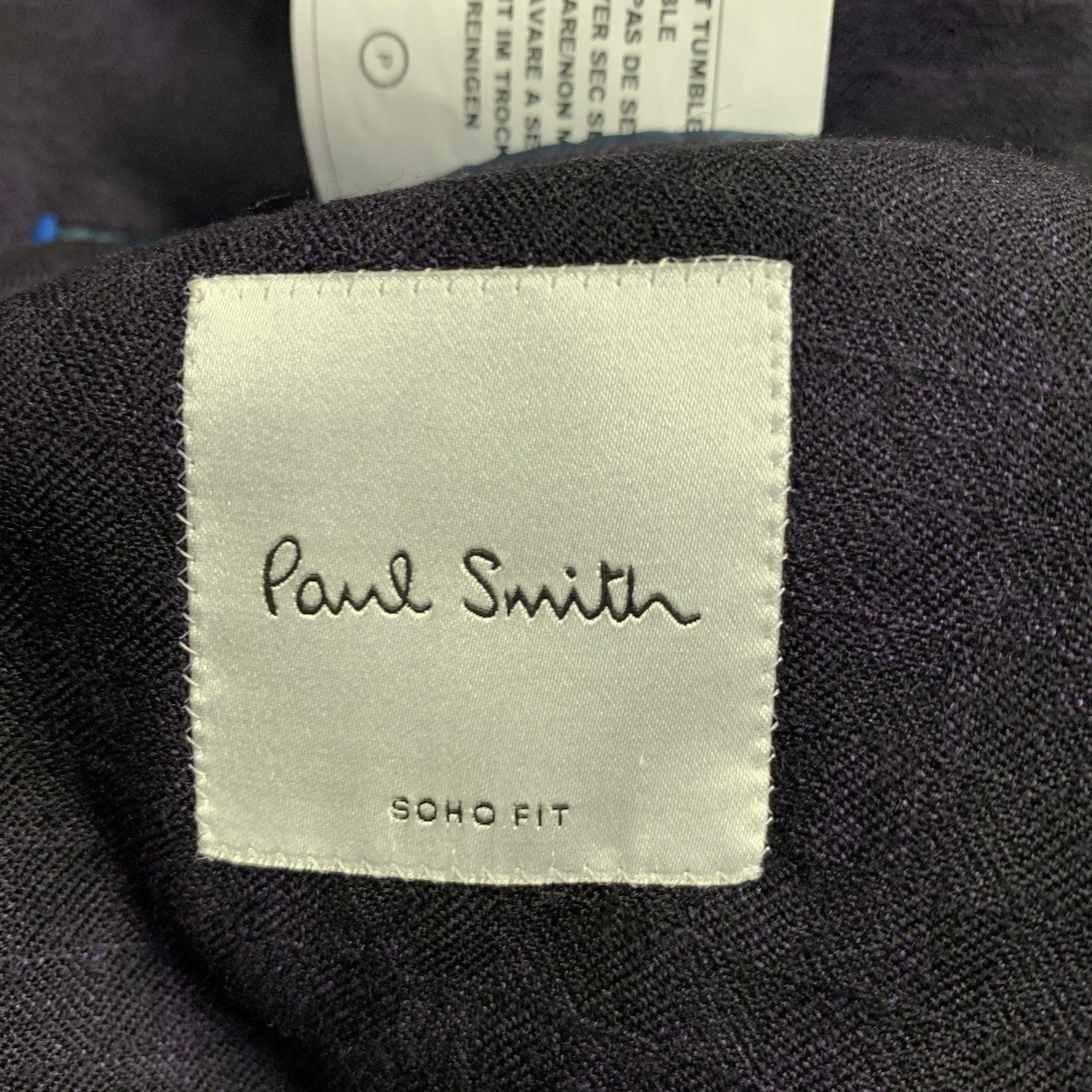 PAUL SMITH Taille 44 Manteau de sport en laine à revers échancré, violet et noir, SoHO en vente 4