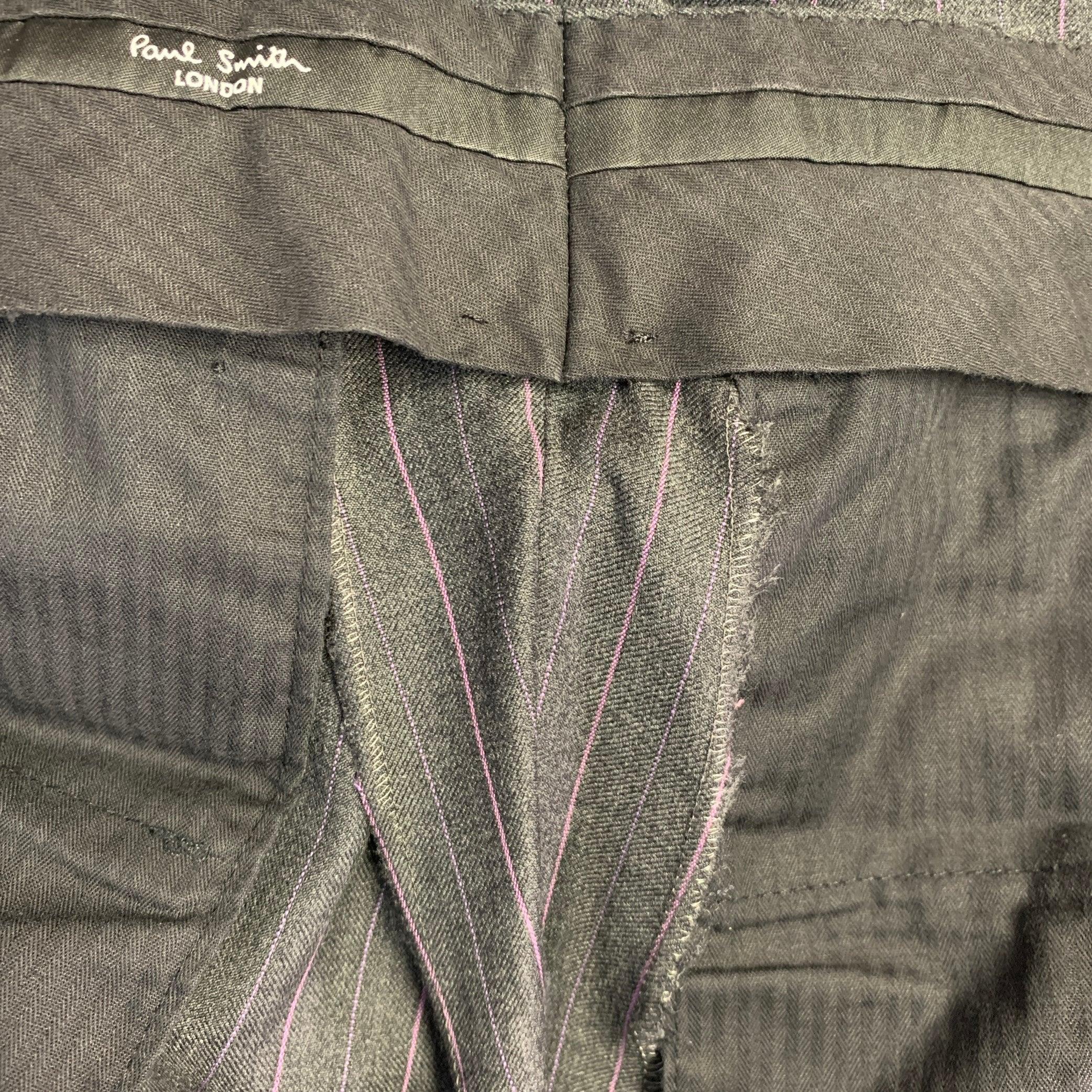 Paul Smith taglia 46 Westbourne Regular Grigio Viola Gessato in lana con risvolto a tacca in vendita 7
