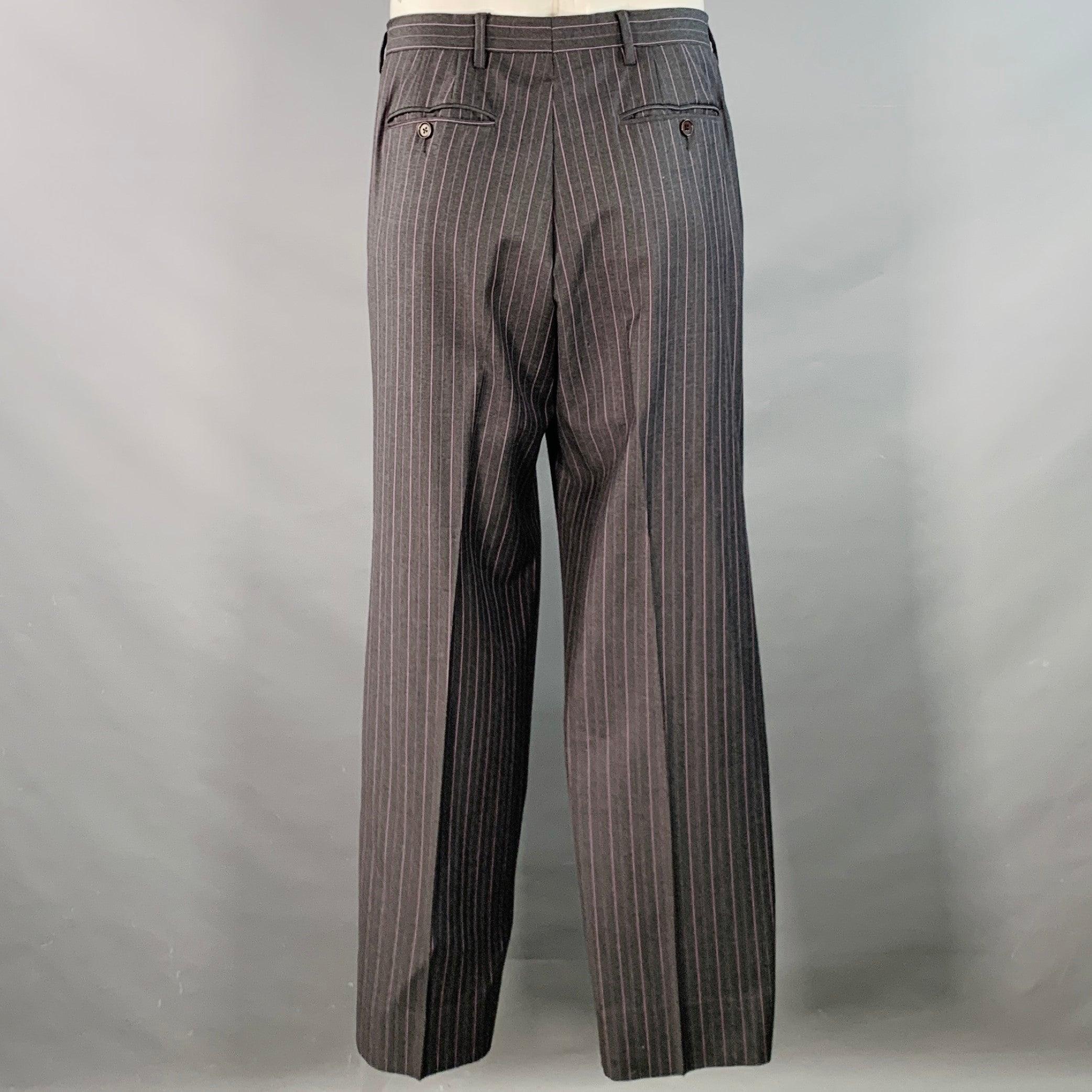 Paul Smith taglia 46 Westbourne Regular Grigio Viola Gessato in lana con risvolto a tacca in vendita 2