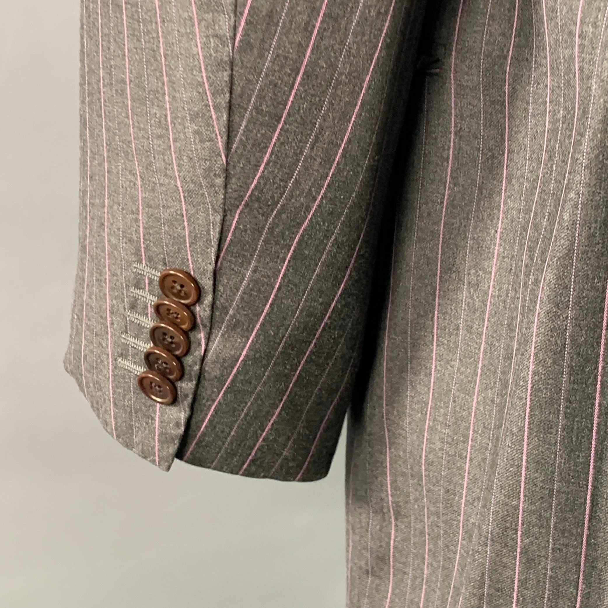 Paul Smith taglia 46 Westbourne Regular Grigio Viola Gessato in lana con risvolto a tacca in vendita 3