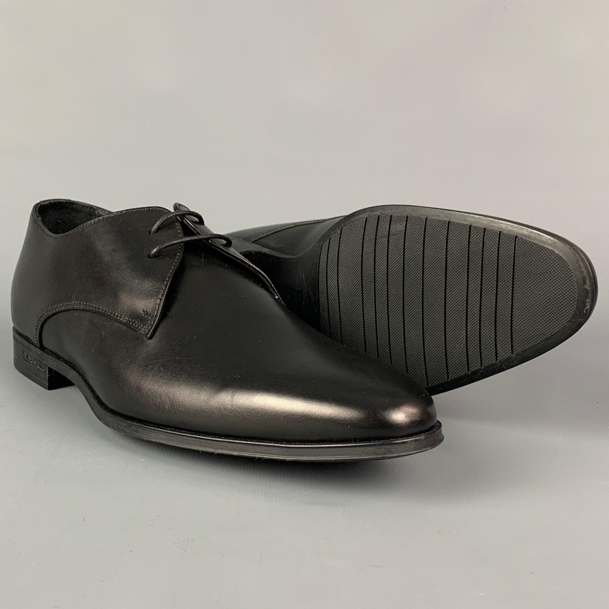 PAUL SMITH Size 7 Black Leather Lace Up Shoes In Good Condition For Sale In San Francisco, CA
