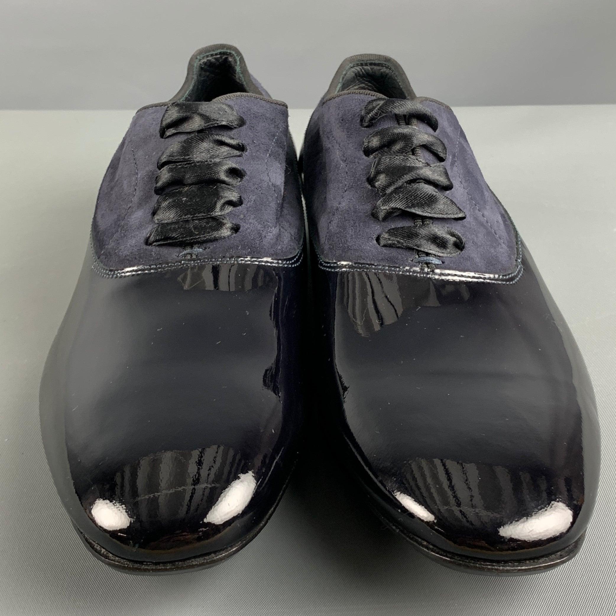 PAUL SMITH Taille 7 - Chaussures de smoking noires à lacets en daim mixtes Excellent état - En vente à San Francisco, CA